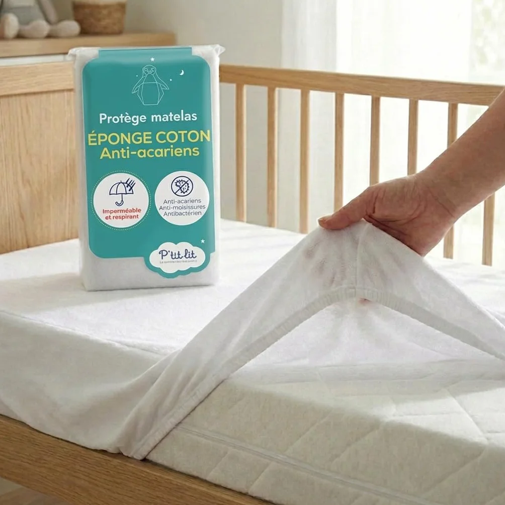 Ochraniacz na materac dla niemowląt 60 x 120 cm wodoszczelny frotte 100% bawełna Oeko Tex®