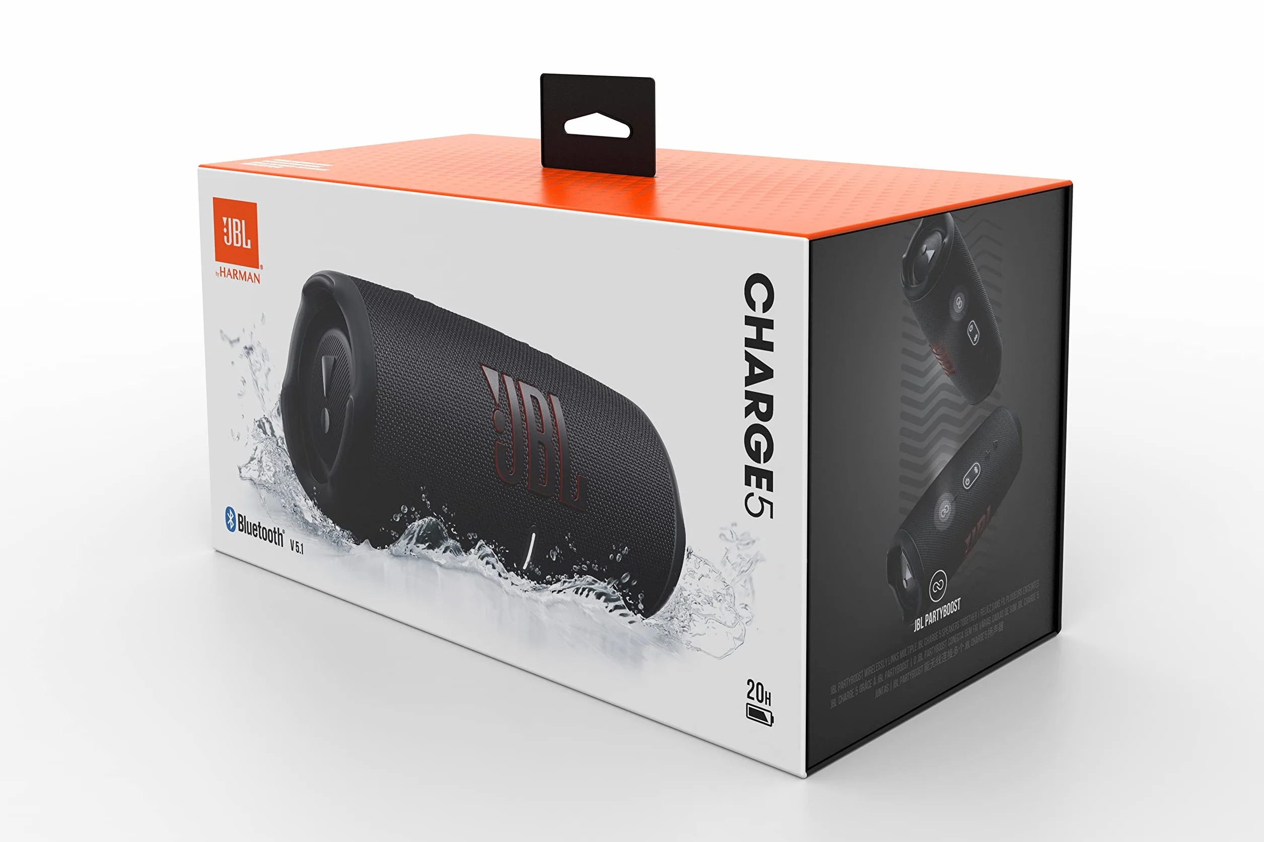 Jbl Charge 5 JBLCHARGE5BLK Głośnik Bluetooth, Czarny, 22,3 x 9,4 x 9,7 cm