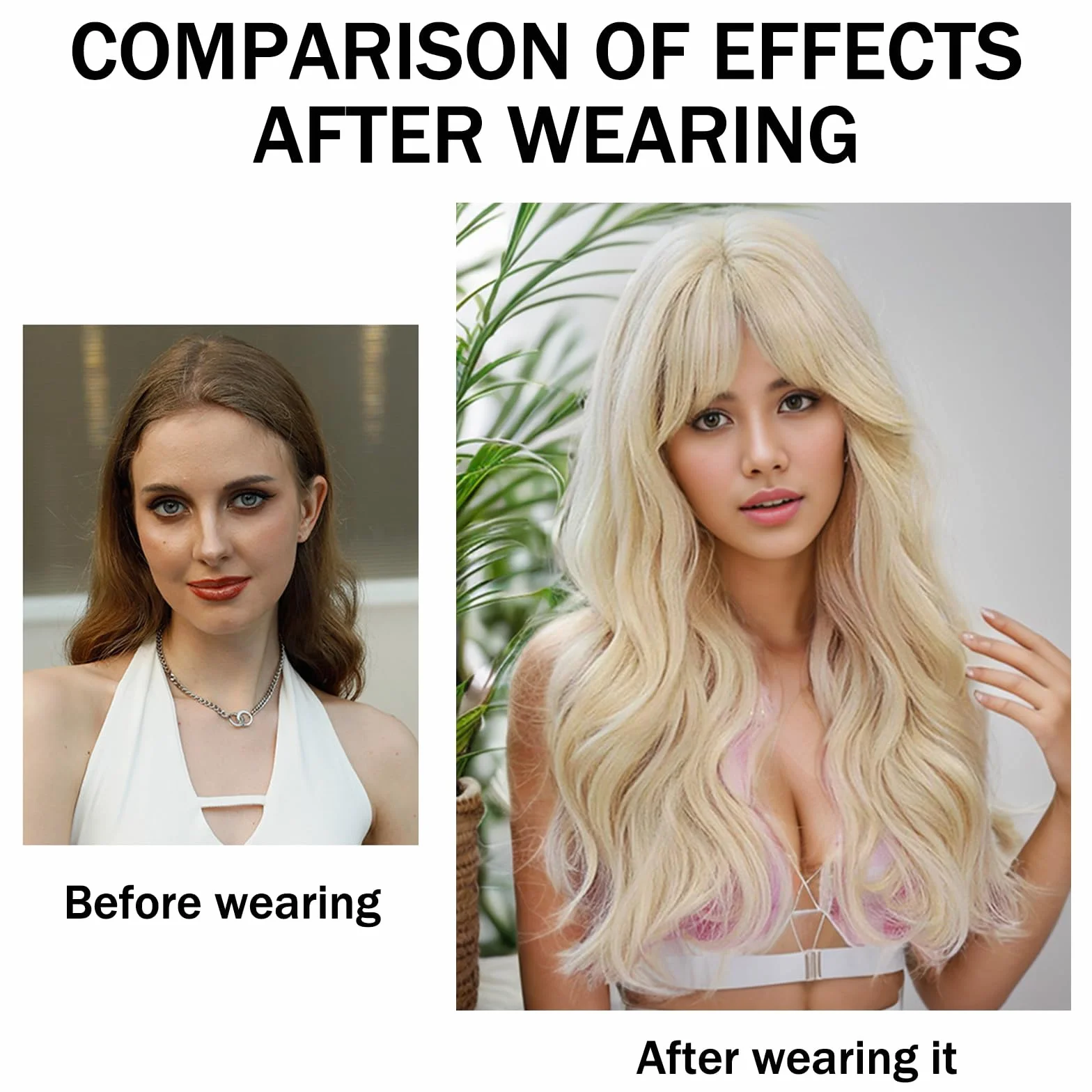 Długa blond falowana peruka dla kobiet i kobiet, kręcone, syntetyczne włosy, peruka do cosplay, długie, falowane, kręcone włosy, kończy się z grzywką, dla kobiet, na imprezę, pełne peruki, na