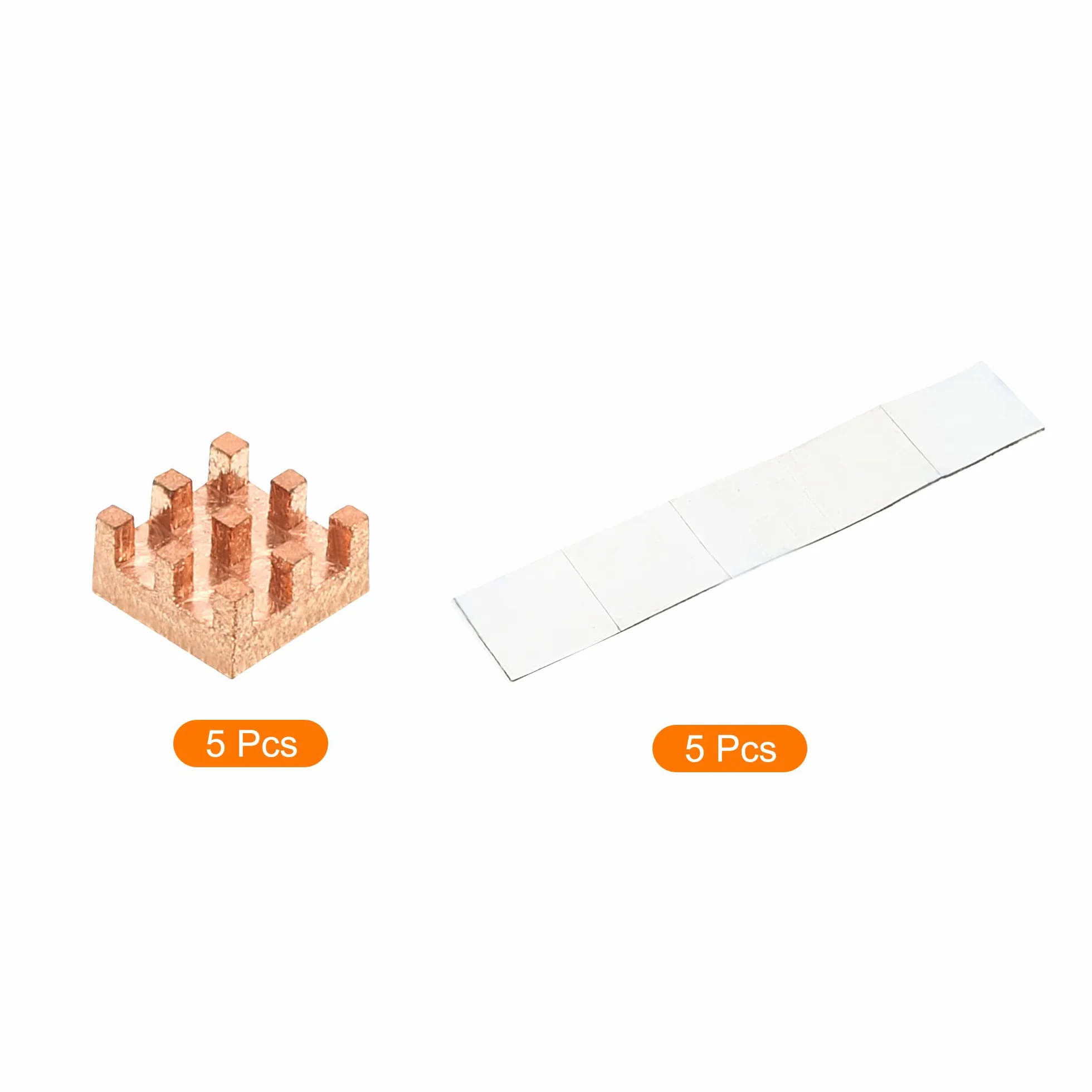 sourcing map 5 sztuk miedziane radiatory 6 x 6 x 3 mm z samoprzylepną podstawą do chłodzenia chipsetu IC
