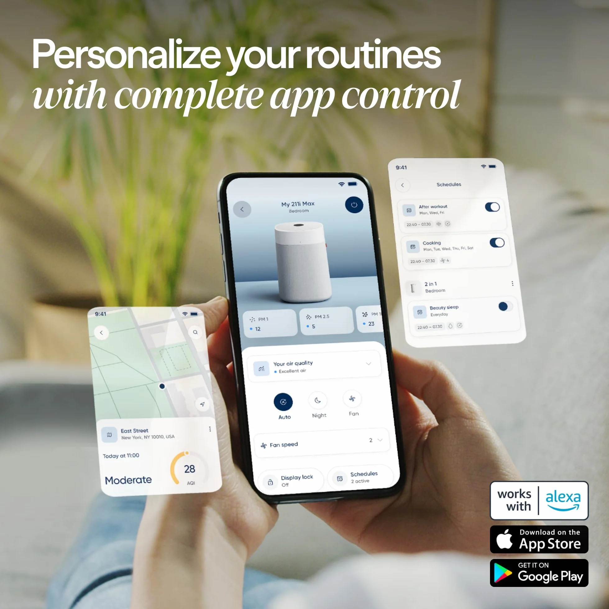 BLUEAIR Blue Pure 211i Max oczyszczacz powietrza do dużych pomieszczeń do 141 m² – inteligentny, cichy, z technologią HEPASilent – usuwa alergeny, sierść zwierząt, dym, kurz i pleśń – idealny do domu