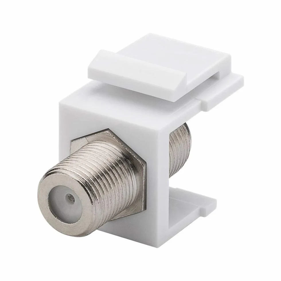 Goobay 79474 Keystone moduł anteny satelitarnej sprzęgło / 2x gniazdo F do kabla antenowego SAT/75 omów/system Snap-In / 16,2 mm