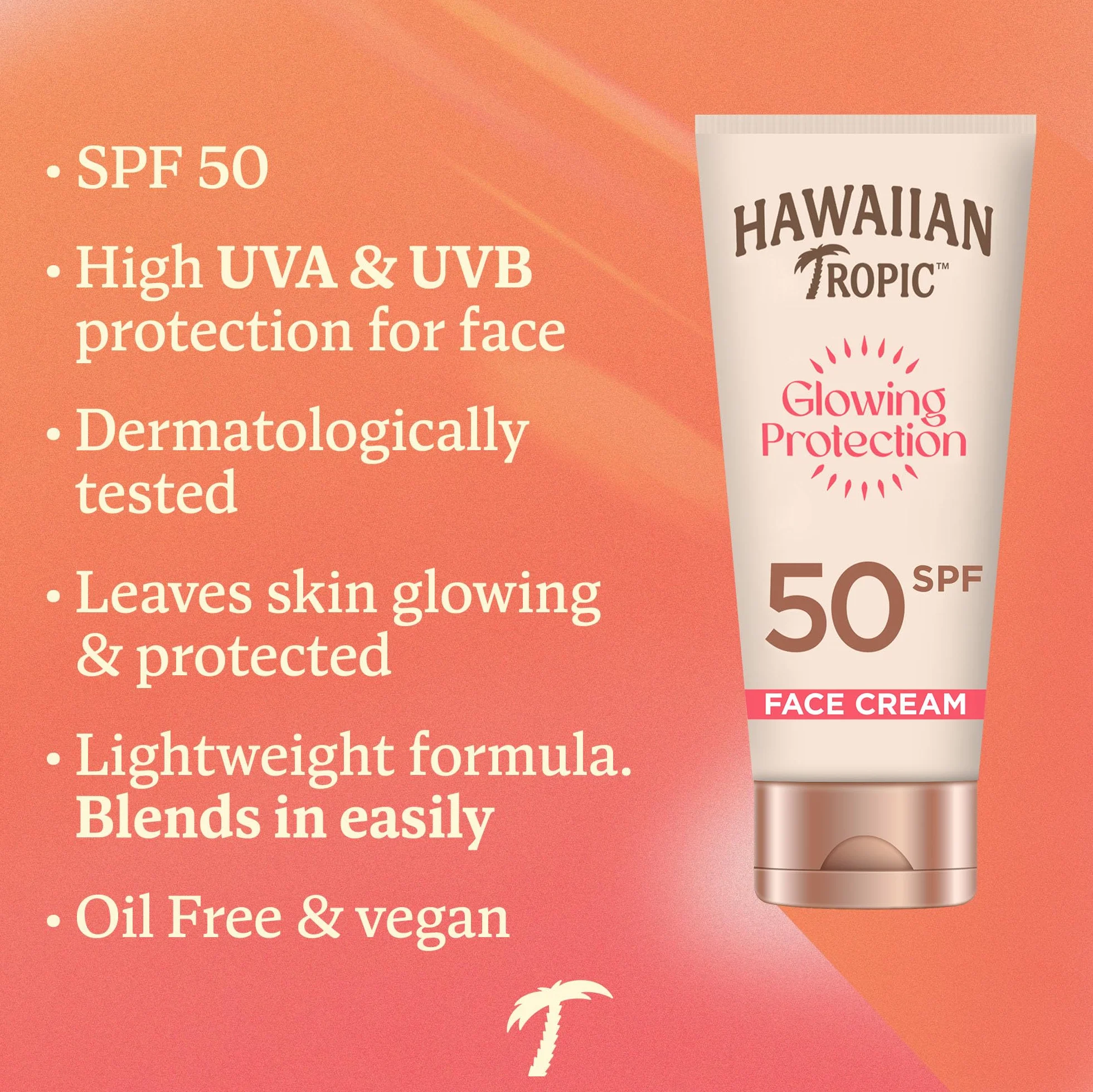 Hawaiian Tropic Glowing Protection Face Sunscreen LSF 50 UVA + UVB Protection, 50 ml