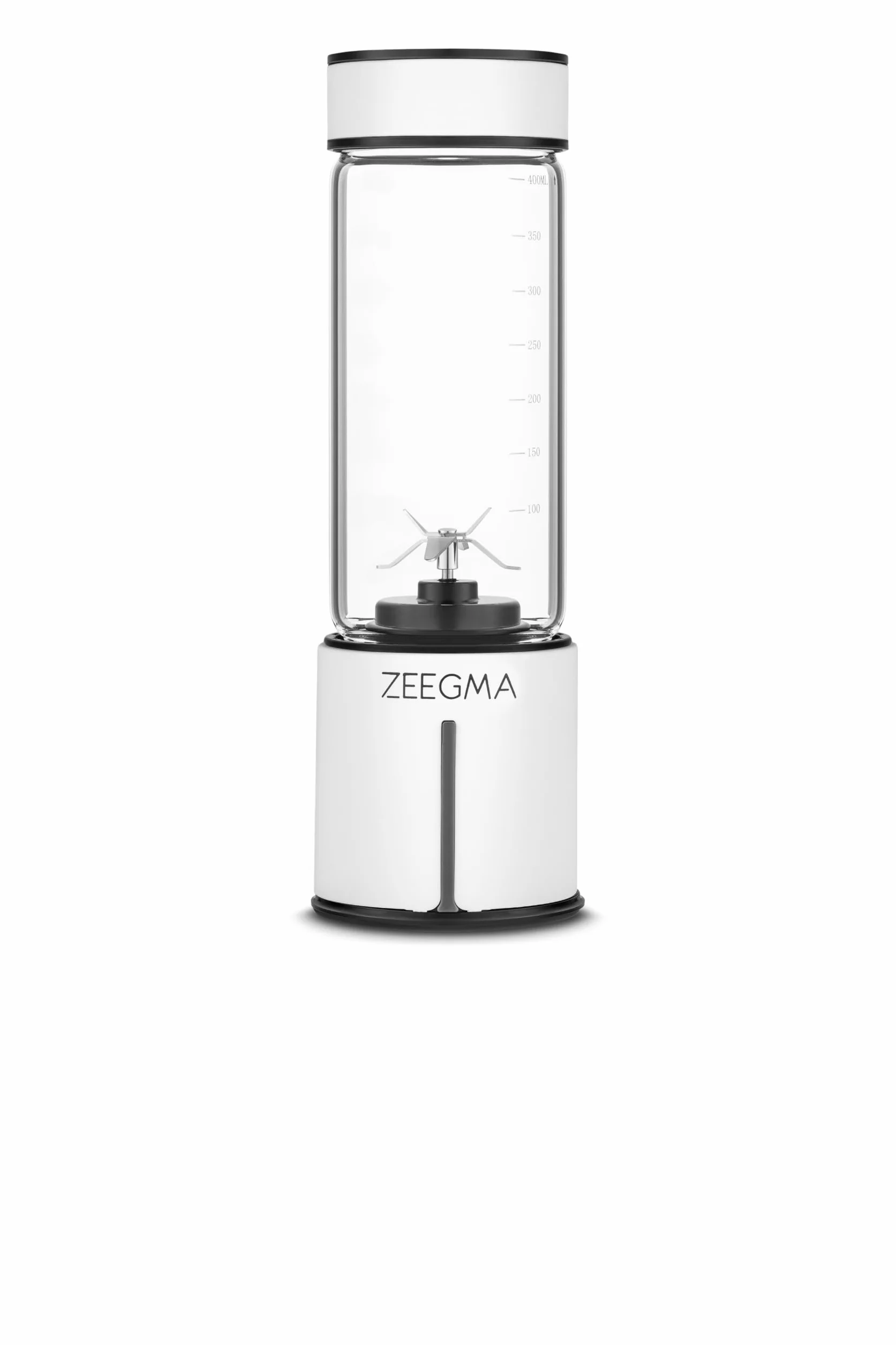 Zeegma Vitamine GO Plus przenośny blender 300 W, do smoothie i shake'ów, pojemność 465 ml, akumulator USB-C i 5000 mAh, 6 ostrzy ze stali nierdzewnej, bez BPA, szkło przyjazne dla środowiska, podwójna