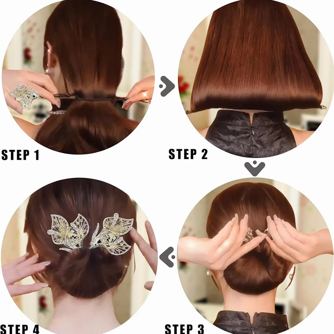 2 sztuki Rock Crystal Flower Hair Akcesoria do włosów, francuski twórca koka skręcanie włosów, Twist Curler Pączek Pączek Twist Maker do włosów
