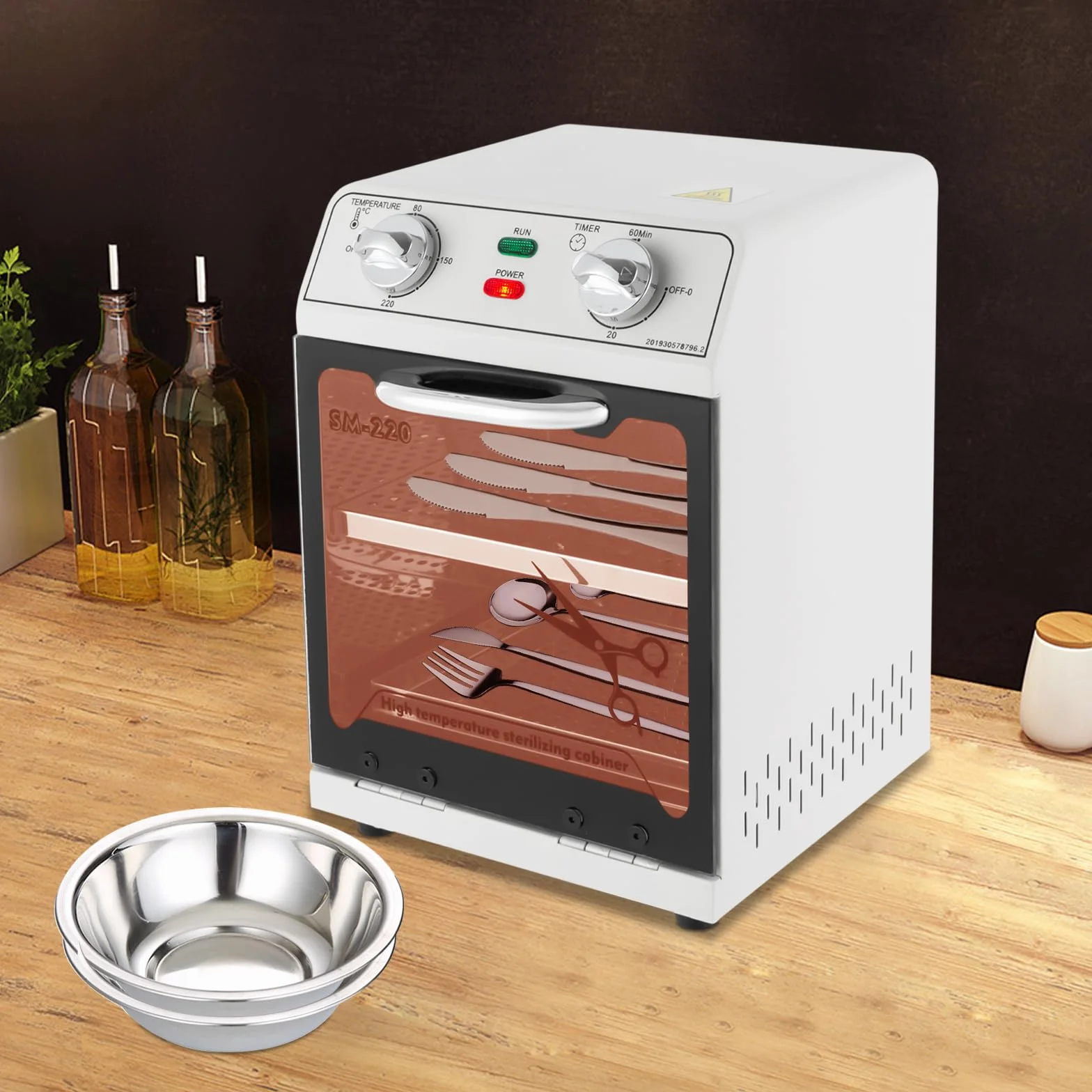 Sterylizator na gorące powietrze, 600 W, wysoka wydajność, sucha temperatura, sterylizator do paznokci, sterylizator z timerem i regulatorem temperatury 32-428℉