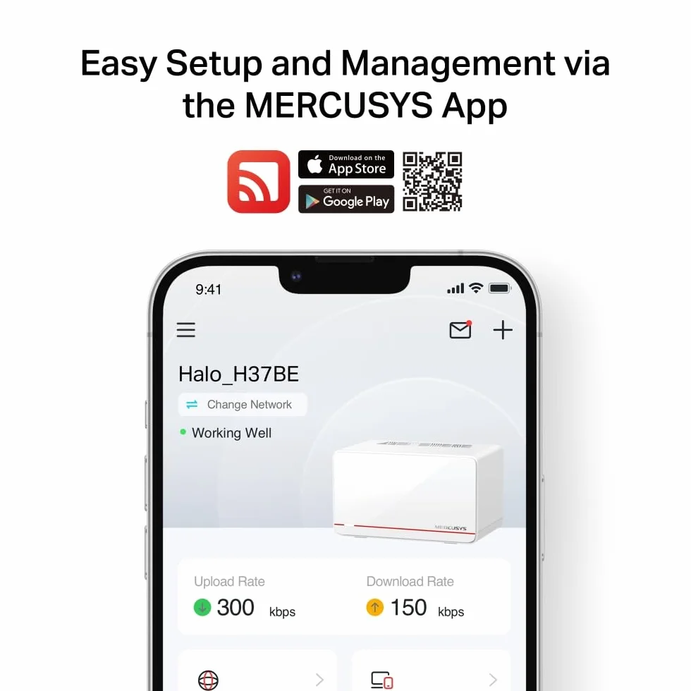 Mercusys TP-Link Halo H37BE Mesh Wi-Fi 7 BE6500Mbps Dual-Band, 2 x 2,5 G porty WAN/LAN, 1 x Gigabit Port WAN/LAN, pokrycie do 650 m2, 4K-QAM, MLO, Multi-RUs, OFDMA, sterowanie aplikacją, WPA3-SAE, 3