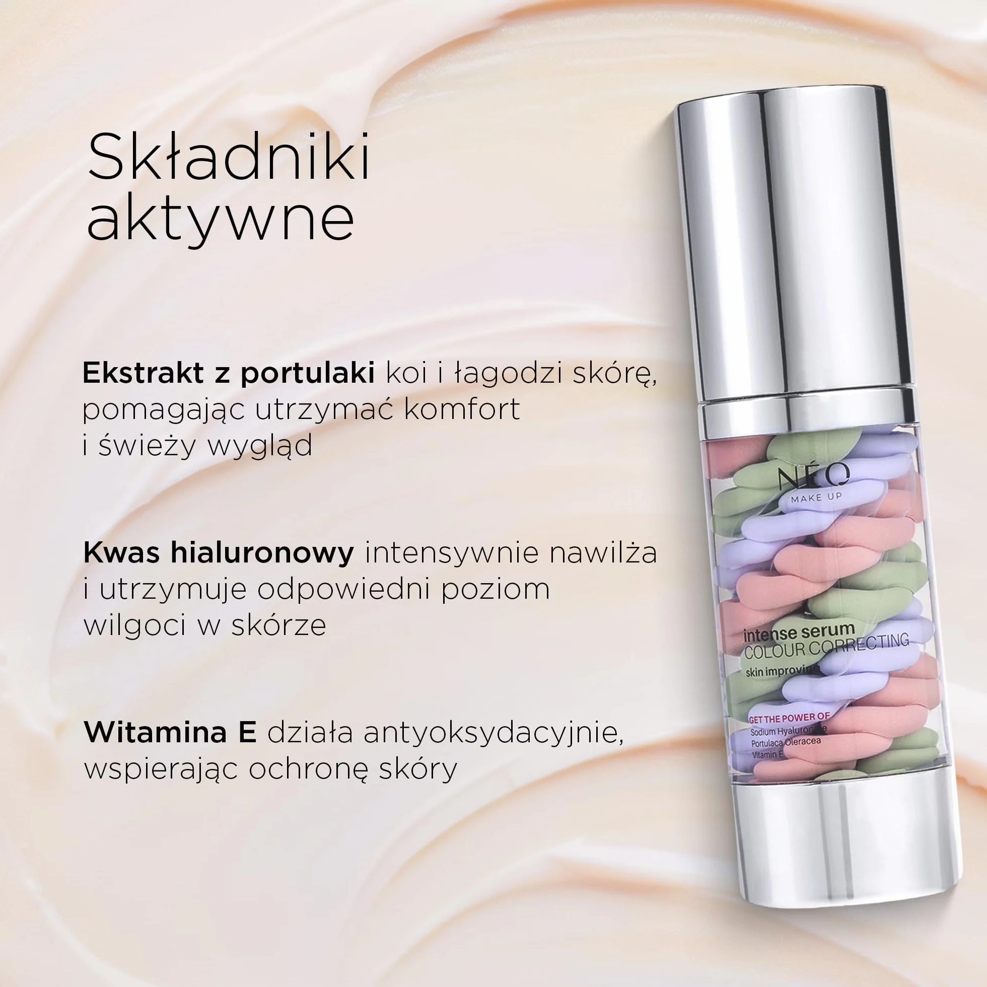 NÉO MAKE UP Baza pod makijaż wyrównująca koloryt skóry - Intense Serum COLOUR CORRECTING - Koryguje Niedoskonałości - Neutralizuje Zaczerwienienia - 30 ml