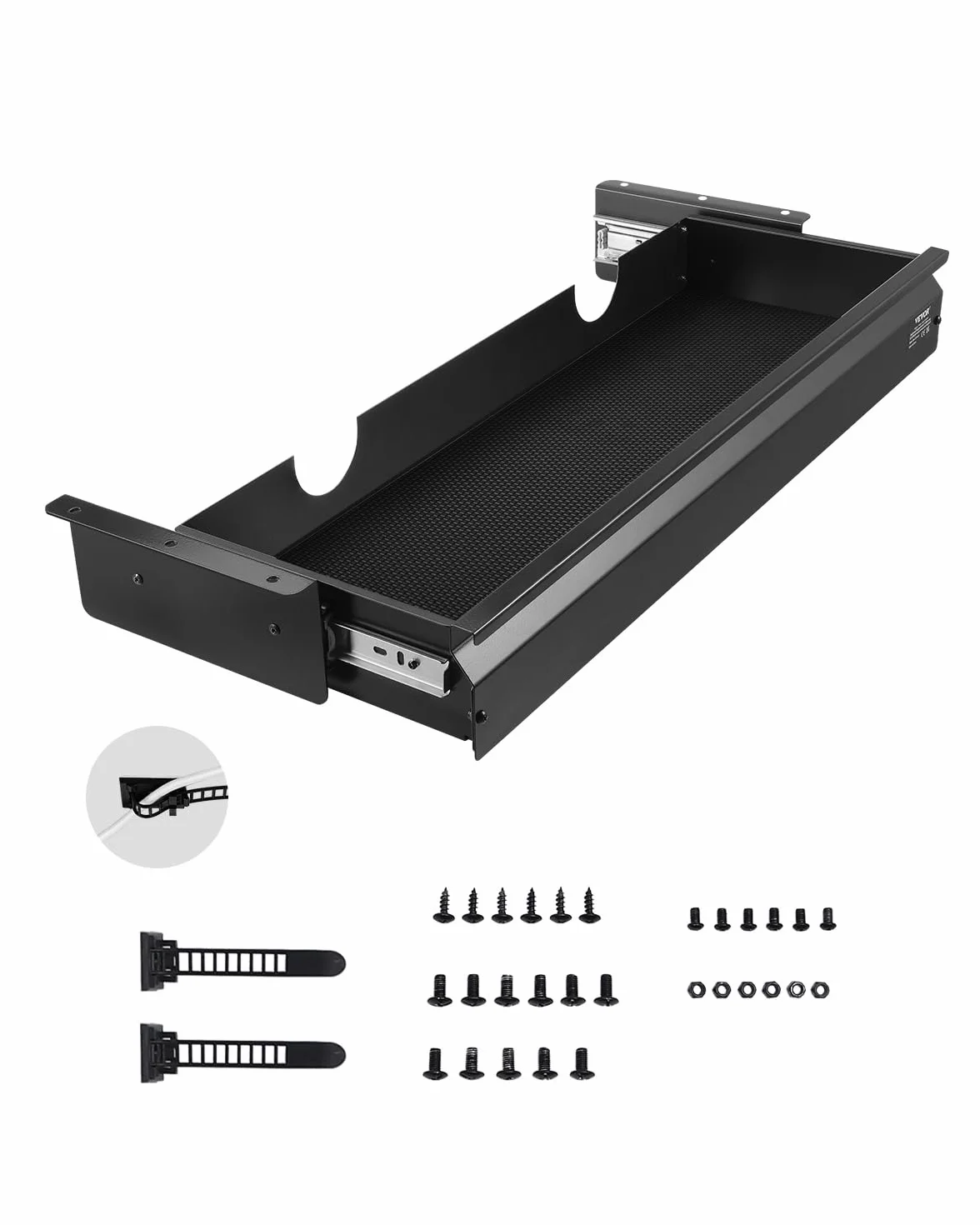 VEVOR Wysuwana szuflada pod biurkiem o szerokości 66 cm, montowany pod biurkiem, ukryty organizer do przechowywania, pod stołem, szuflada na ołówki do biura, domu, do siedzenia, stacji roboczej, 74 x
