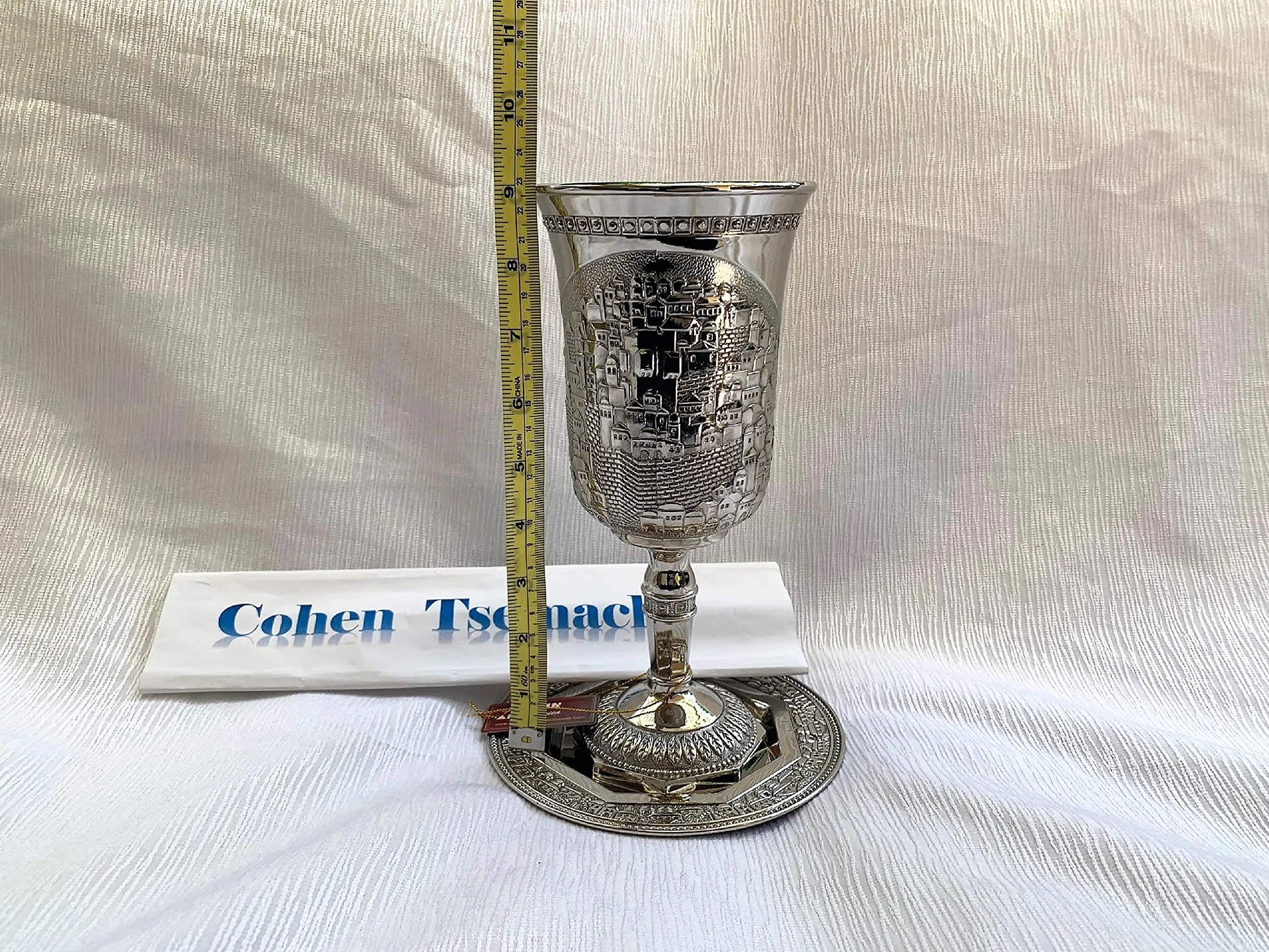 Kiddush kubek na szabat z talerzem posrebrzany długość/wysokość 25 cm XXL nowy