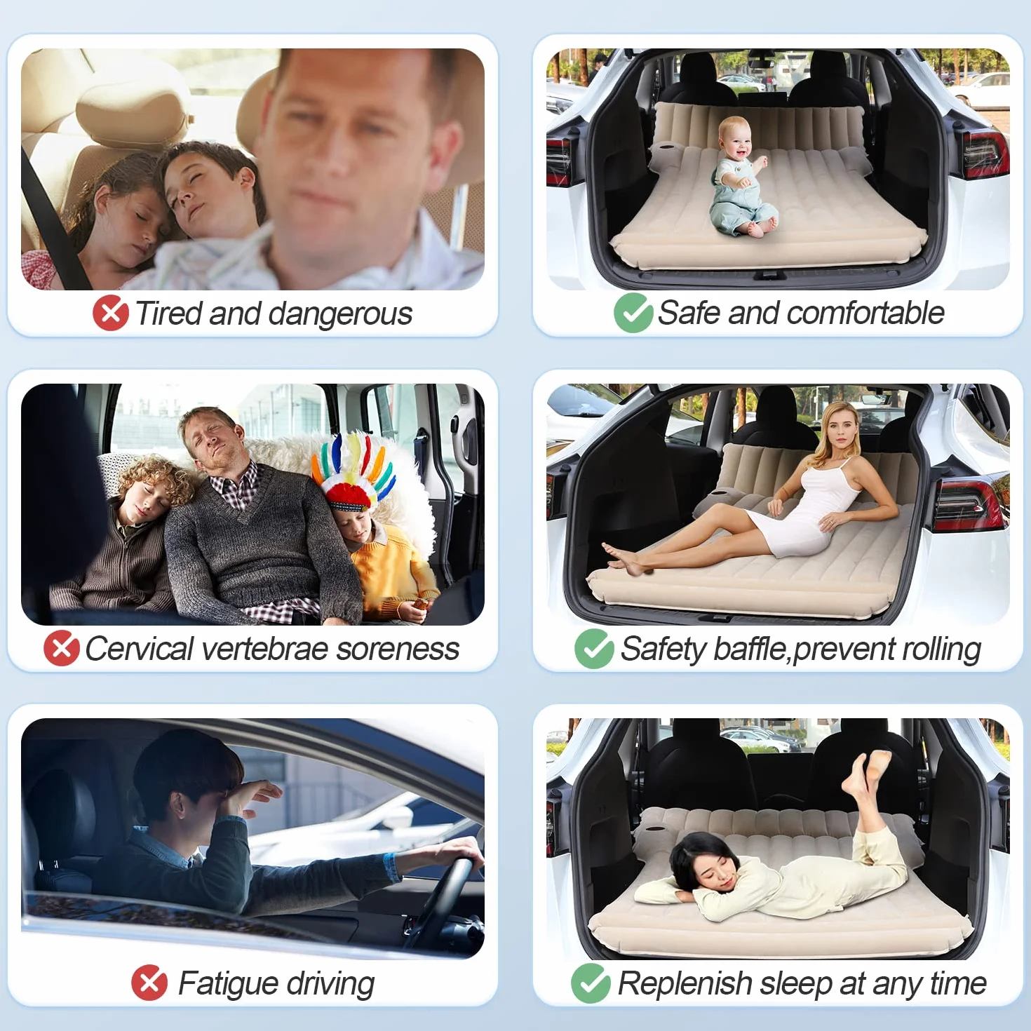 Nadmuchiwany materac samochodowy z pompką powietrza do Model 3, Model S, SUV