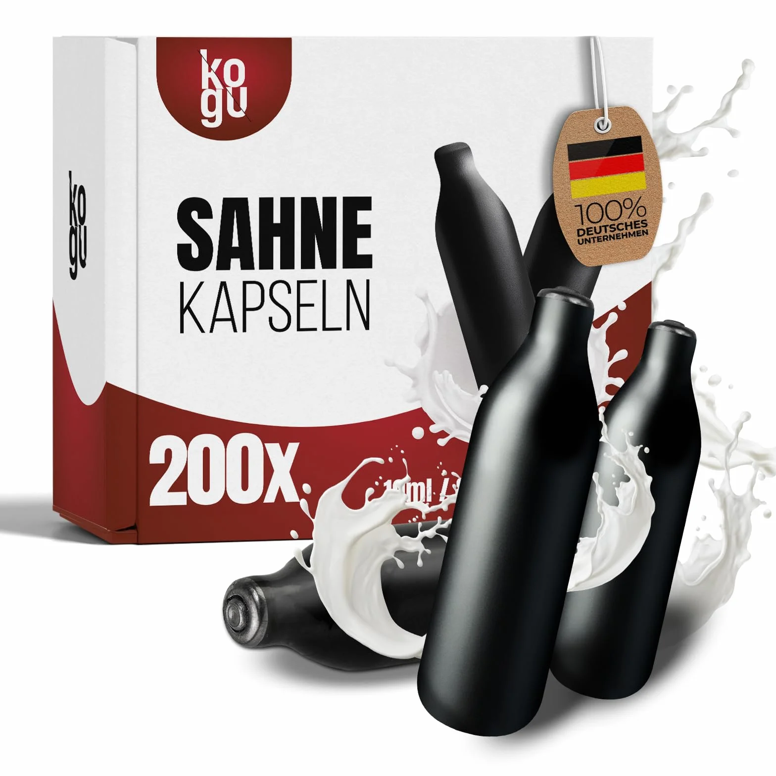 10 sztuk kapsułek do śmietany N2O do przygotowywania śmietany, wysokiej jakości, czarne kapsułki premium 8 g, certyfikat HACCP i w 100% nadają się do recyklingu, wyprodukowano w UE