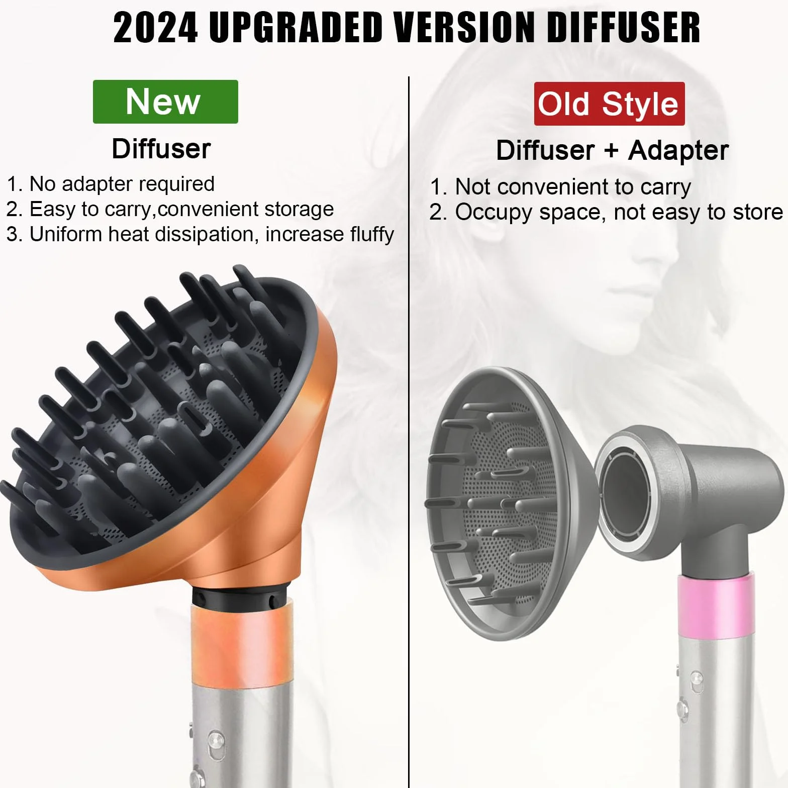Dysza dyfuzorowa, nasadki do Dyson Airwrap Styler HS01 HS05, przekształcalna do Airwrap Styler w suszarkę do włosów, dyfuzor do suszarki do włosów, nasadka do suszarki do włosów, złota