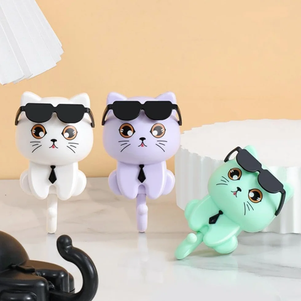Cartoon Cat Key Holder samoprzylepny haczyk na płaszcz