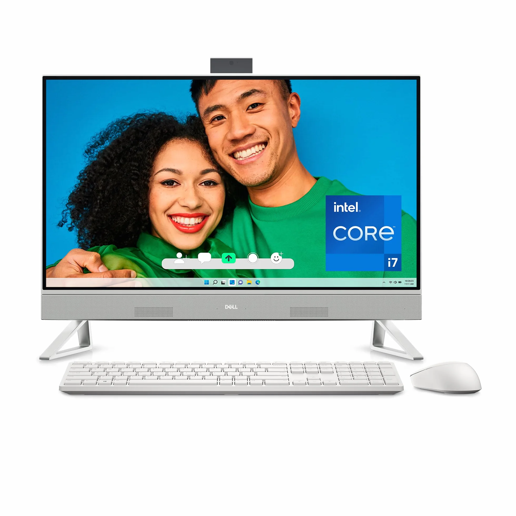 Dell Inspiron 27 7720 All-in-One Desktop | 27-calowy wyświetlacz FHD | Intel Core i7 13. generacji | karta graficzna Intel Iris Xe | 512 GB SSD + dysk twardy 1 TB | 16 GB DDR4 | kolor biały perłowy