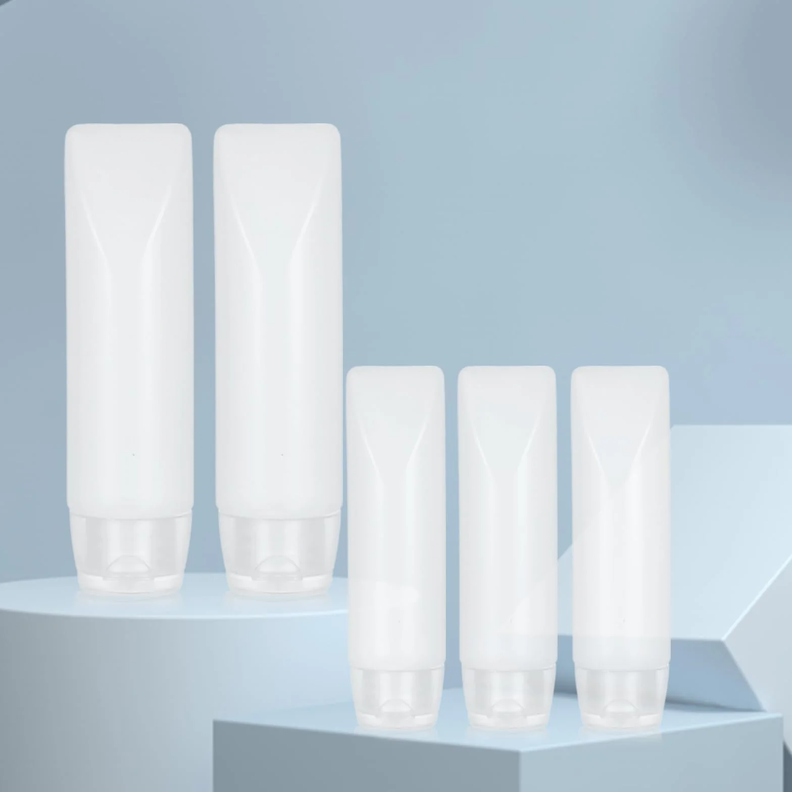 Piriuuo Zestaw 5 pustych tubek do wielokrotnego napełniania, 20 ml, 30 ml, przezroczyste tubki na pastę do zębów, małe podróżne, pojemniki na kosmetyki, przenośne, szczelne tubki na żel pod prysznic