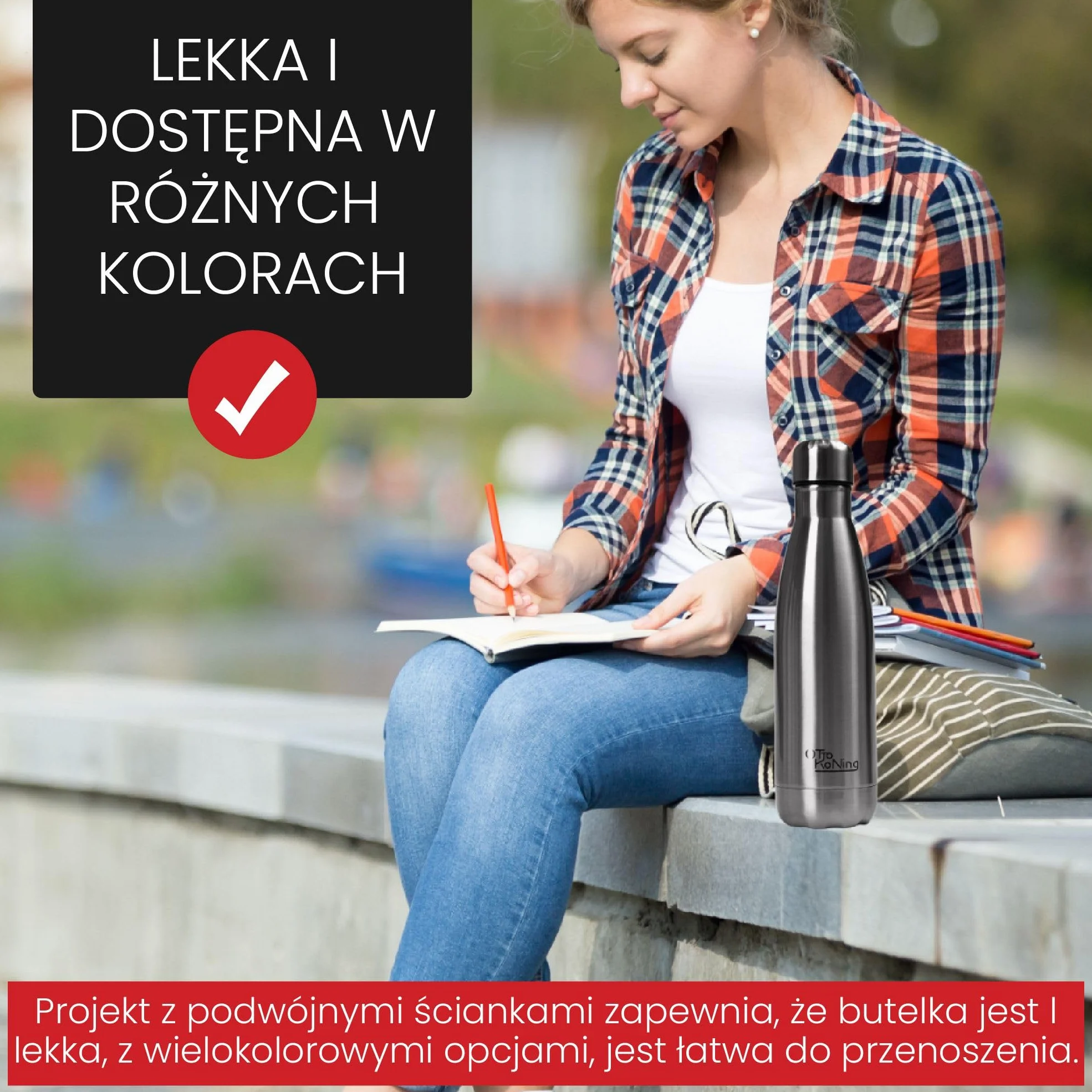 Otto Koning Butelka na wodę ze stali nierdzewnej 500 ml termos izolowany próżniowo
