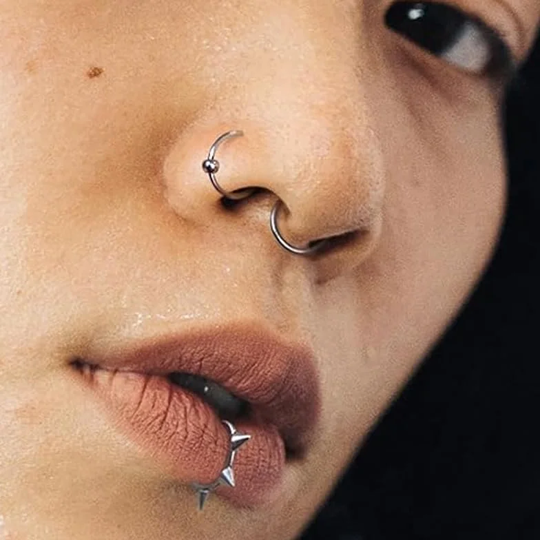 Pierścień do ust 3 sztuk zestaw do przekłuwania nosa obręcz Tragus Piercing wargi Piercing dolny warga przegrody nosowej Unisex kolczyk, kolczyk do nosa, Stal nierdzewna