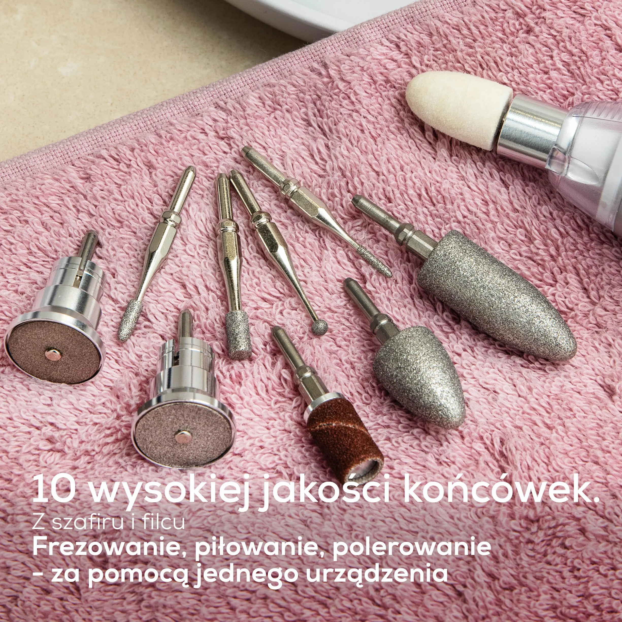 Beurer MP 62 Zestaw do manicure/pedicure, elektryczny pilnik do paznokci z 10 wysokiej jakości nasadkami, lampka LED, obcinacz do paznokci z płynną regulacją prędkości, z torbą do przechowywania