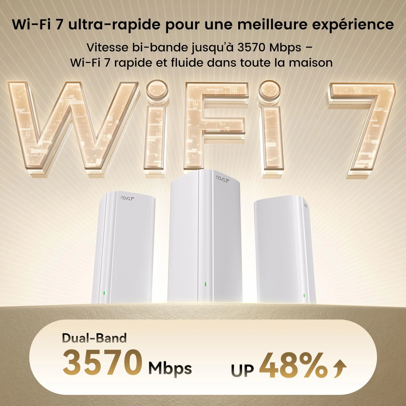 Tenda Nova ME3 Pro 7 System WiFi Mesh - BE3600 Dual Band (2,4 GHz: 688 Mbps, 5 GHz: 2882 Mbps), 3-4 porty gigabitowe na jednostkę, NFC, WPA3, 3 sztuki