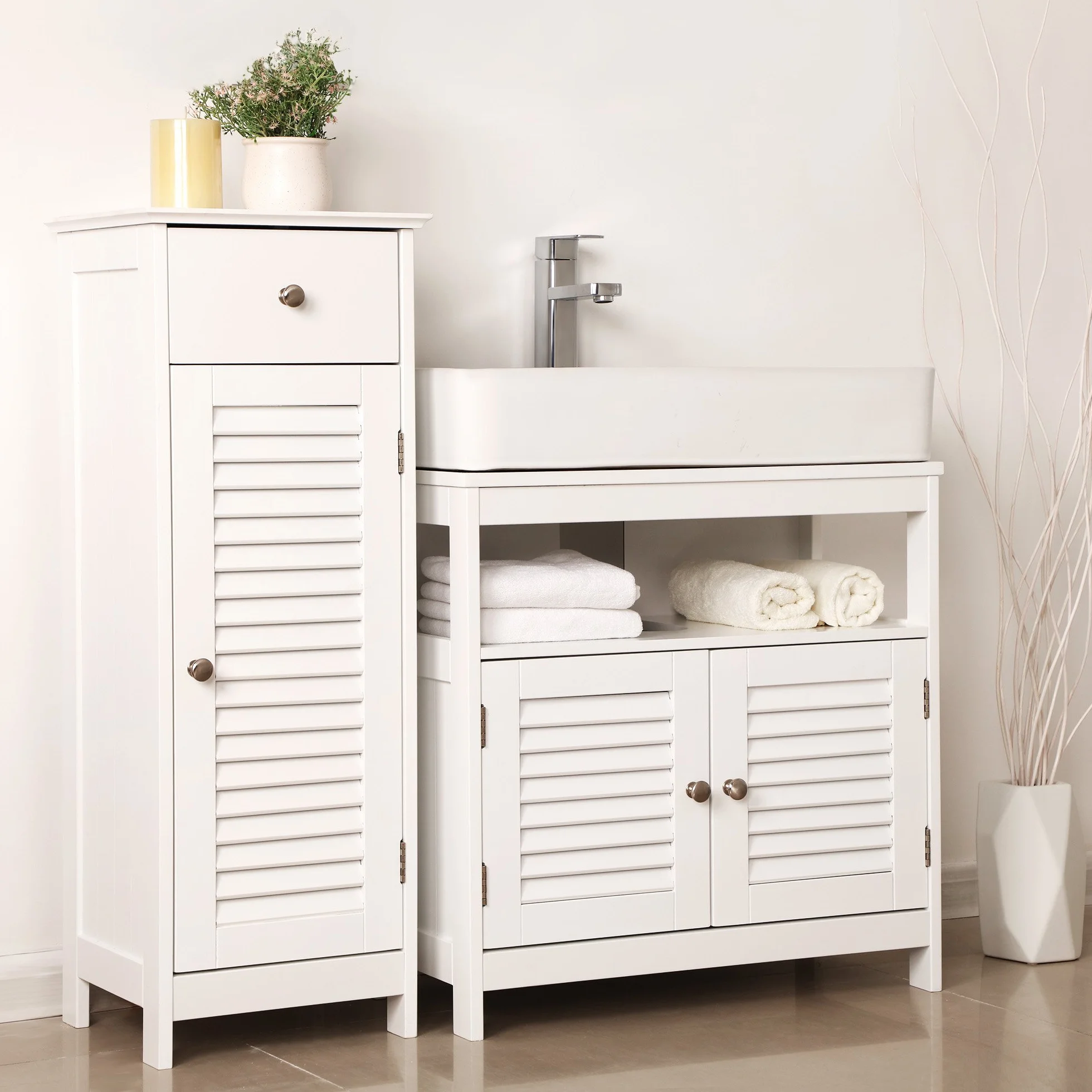 VASAGLE Szafka pod umywalkę 60x60x30 cm biała BBC02WT