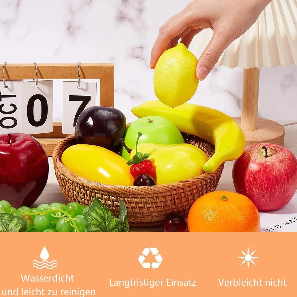 LATRAT Zestaw 20 sztucznych owoców do dekoracji wnętrz