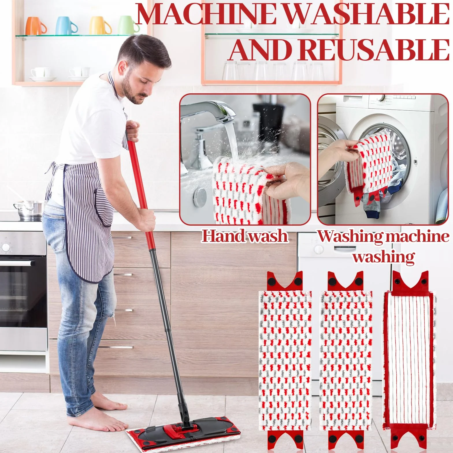 ROELLY 3 Stück do Vileda Ultramax Bodenwischer Ersatzbezug,do Vileda Ultramax/UltraMax Plus/Easy Wring UltraMax,Hochwertige Mikrofaser Extrabreiter Wischbezüge,dla Wszystkich Flecken Entfernen Boden