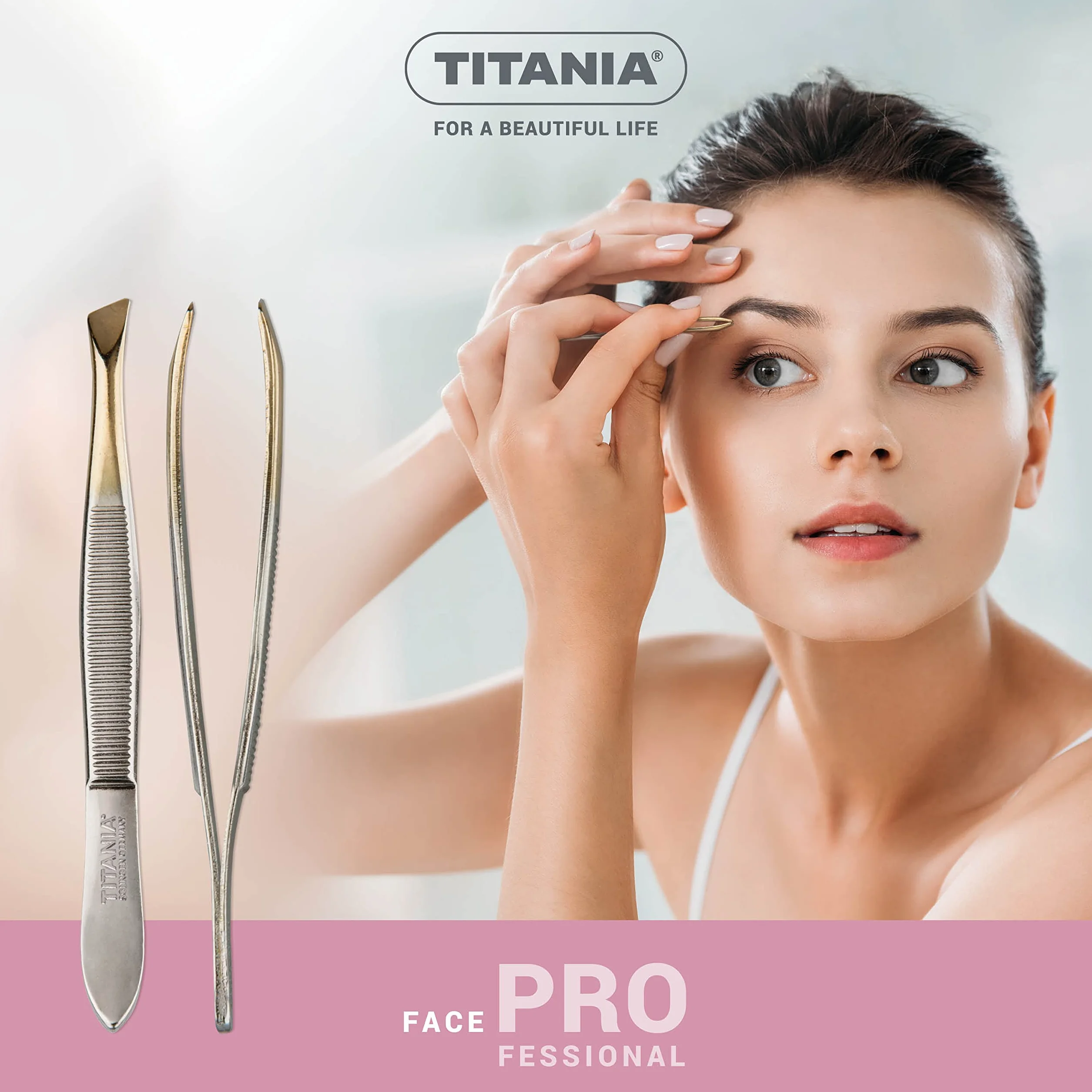 TITANIA Pęseta, końcówka pozłacana, ukośna, 1 opakowanie (1 x 12 g)
