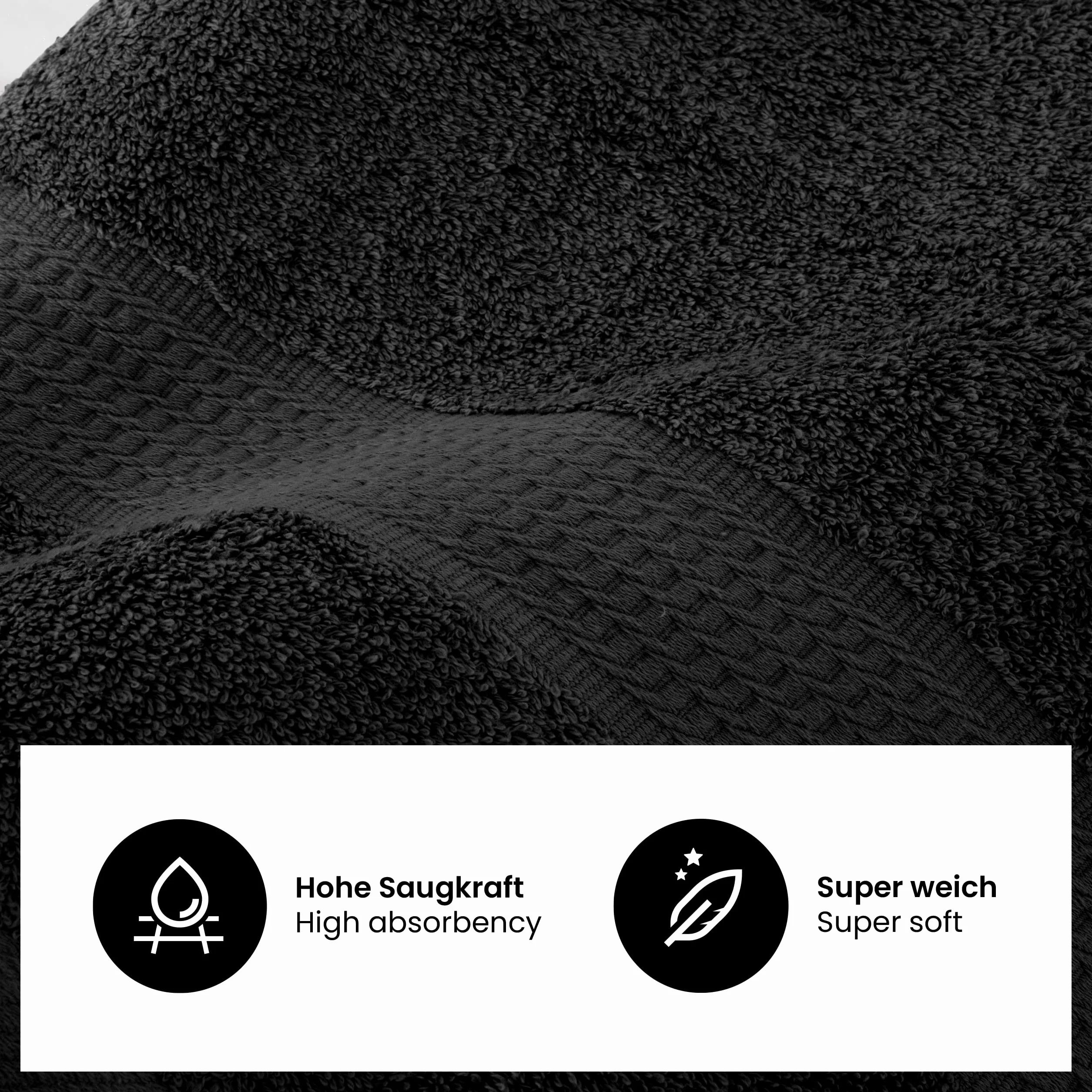 BaSaTex Zestaw 10 ręczników frotte 30x50 czarny 100% bawełny Öko-Tex Made in Green