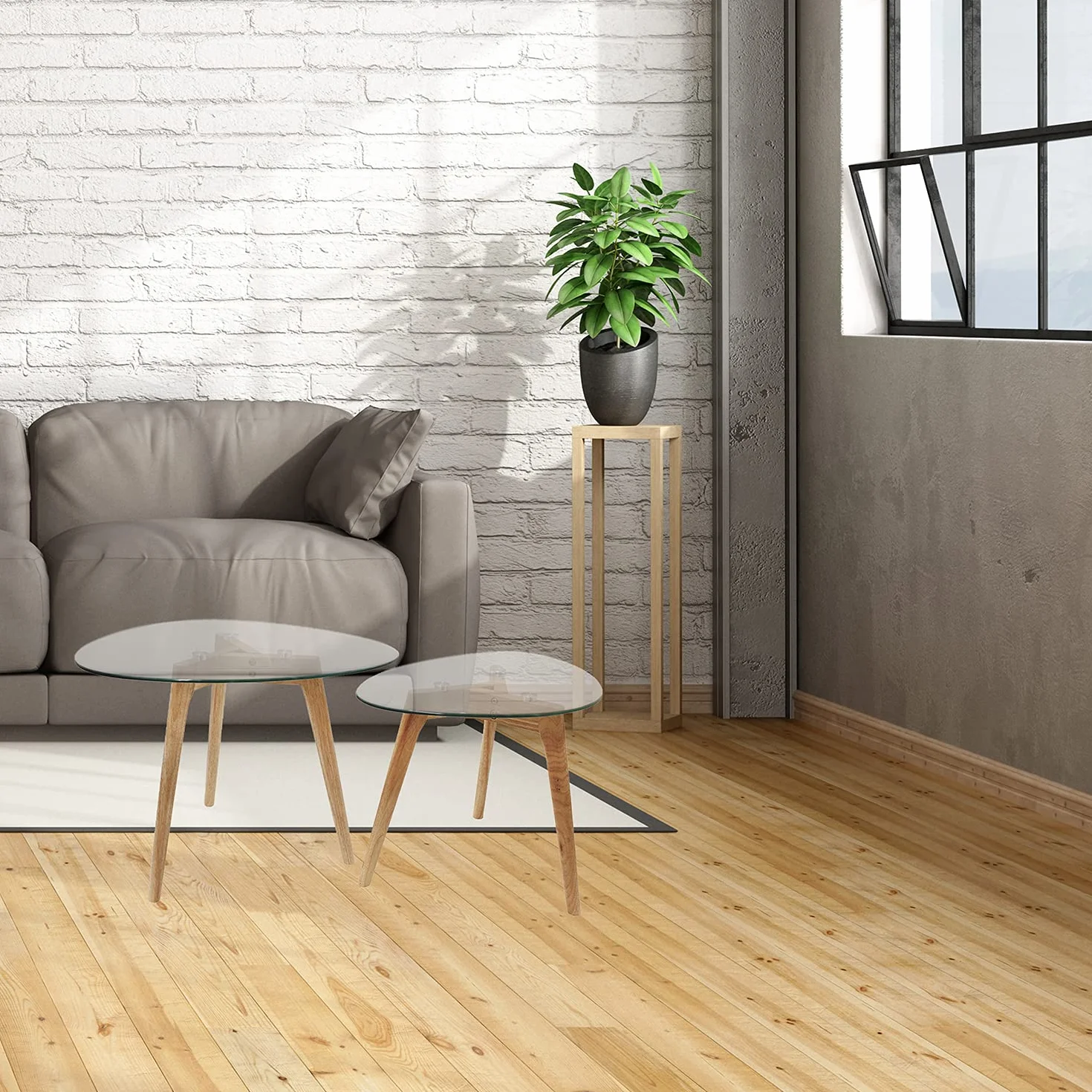 THE HOME DECO FACTORY Mesas Nido de Madera 2 sztuki 60 x 45 x 43 cm