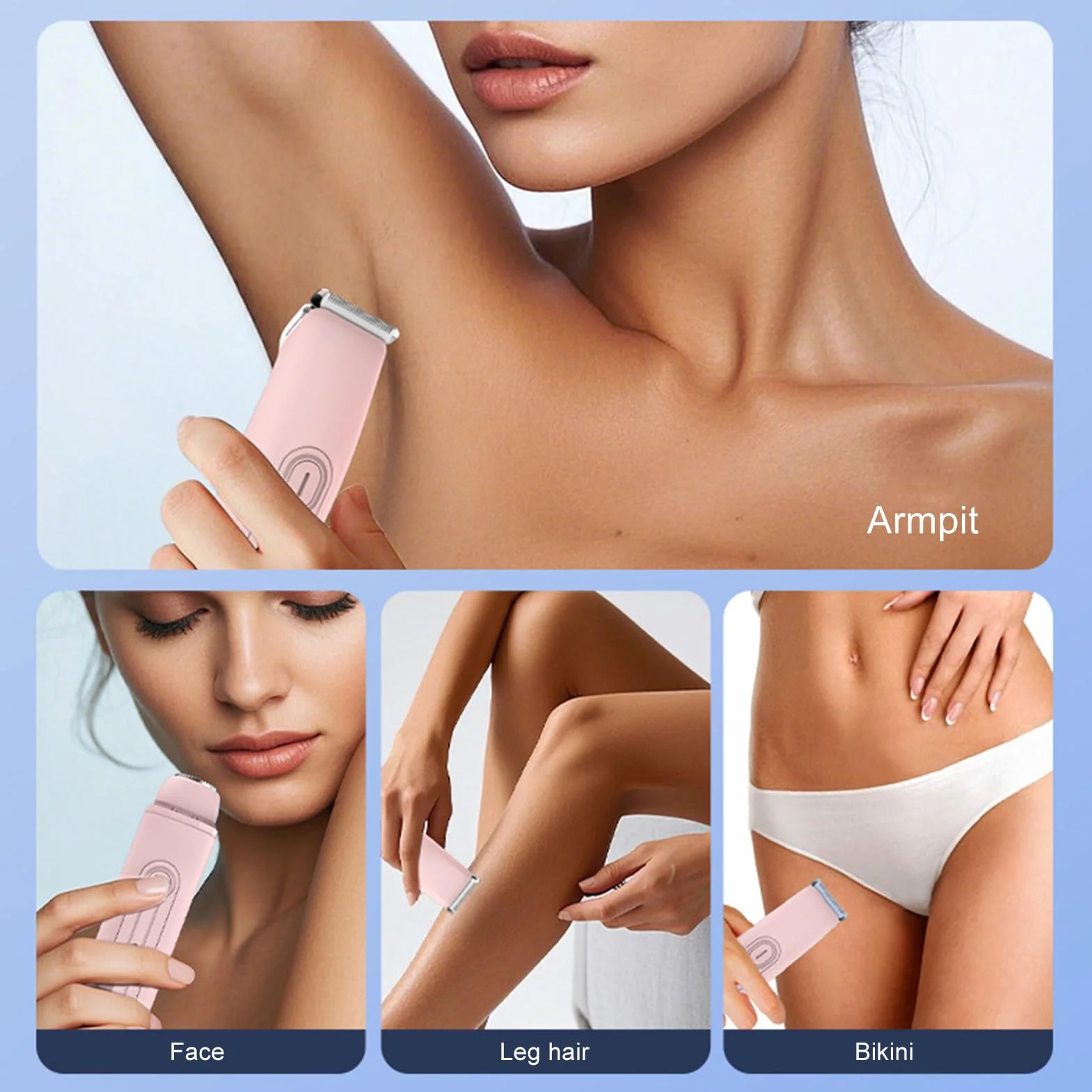 Bikini Trimmer, Electric Trimmers, Waterproof Epilator, Portable Razor Remover, Facial Hair Eyebrow Shaver, for Women, Bikinis Area, Legs, and Beard 6.97x1.18 Inch