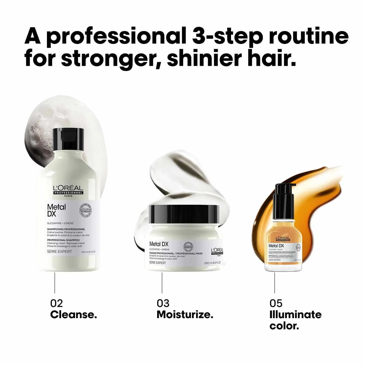 L'Oréal Professionnel Maska do włosów farbowanych i zniszczonych, długo utrzymujące się kolory i połysk, seria Expert, maska Metal DX, 250 ml