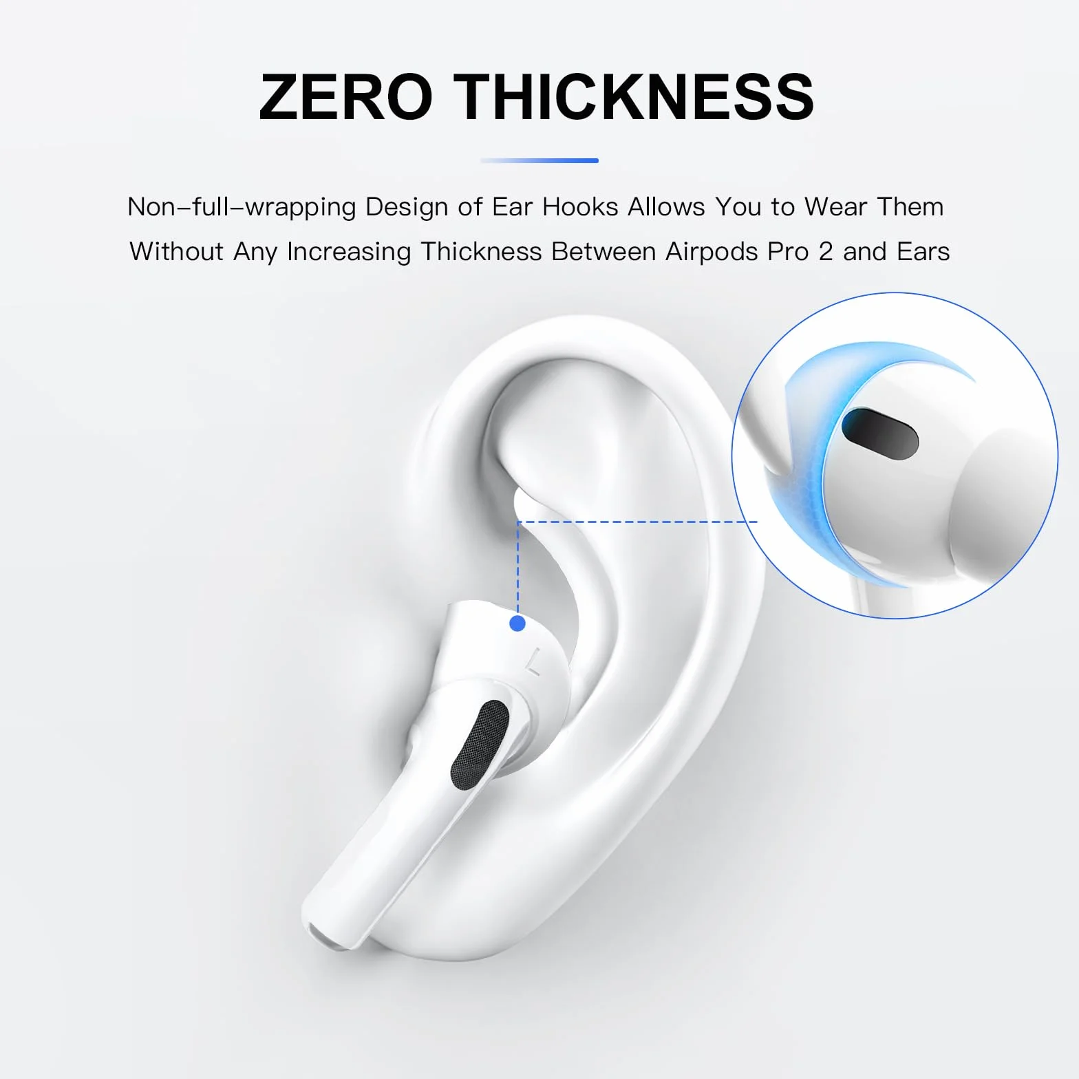 ICARER 4 pary haczyków na uszy do AirPods Pro 2, zestaw słuchawkowy do aktywności sportowych, zapobiegające zgubieniu, nauszniki, końcówki z etui do przechowywania do Apple AirPods Pro 2 2022, białe