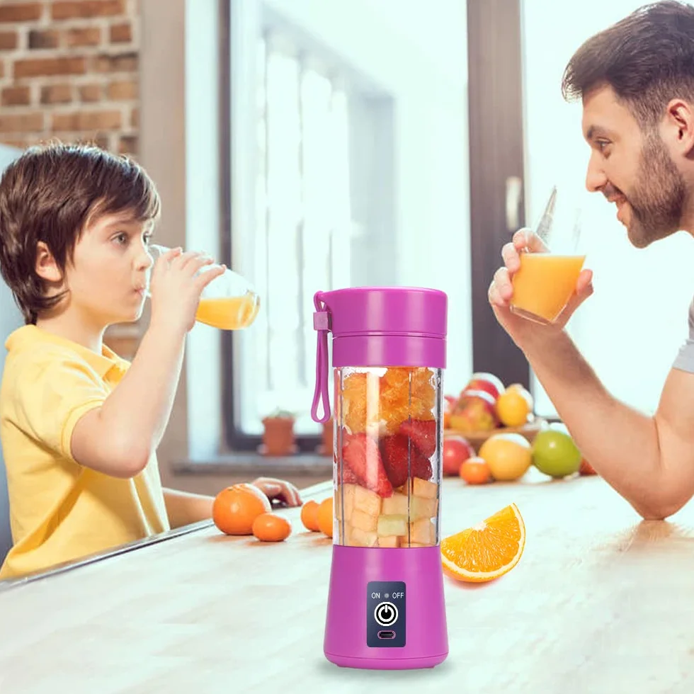 Przenośny blender 380 ml USB ładowany 6 ostrzy podróżny do smoothie fioletowy