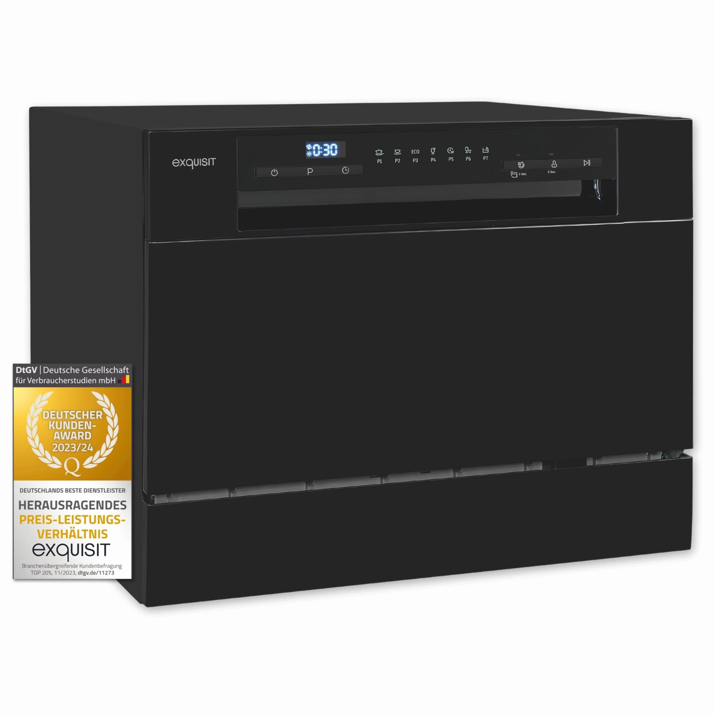 Exquisit Zmywarka stołowa GSP206-030D czarna 55 cm 6 nakryć LED