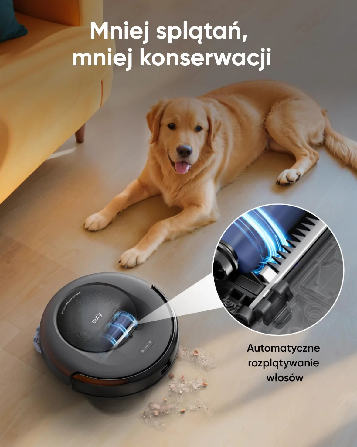 Odkurzacz automatyczny eufy Omni C20 7000 Pa, stacja wielofunkcyjna, mycie i suszenie mopa, korpus 8,5 cm