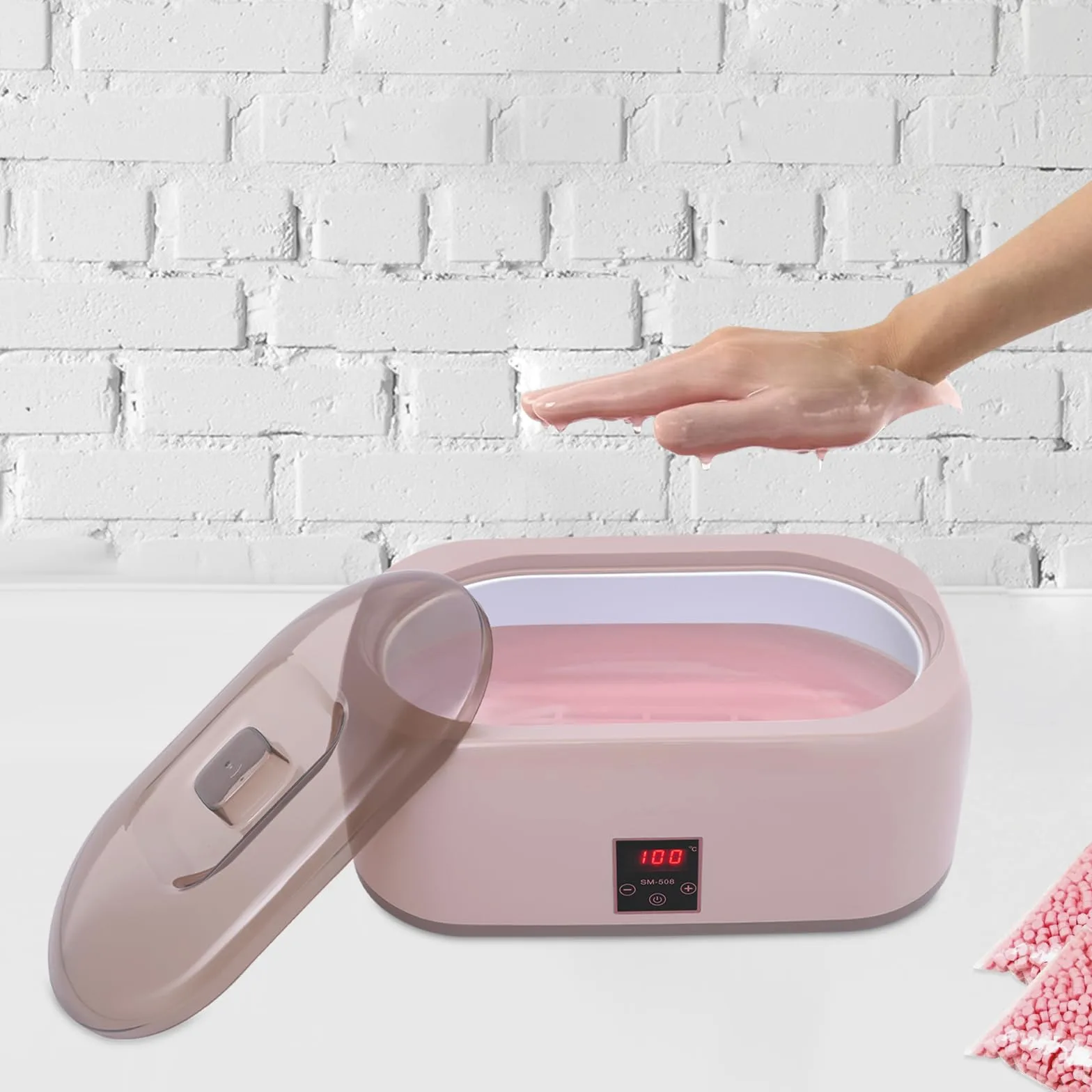 Waxing Podgrzewacz wosku, 4000 ml, podgrzewacz do depilacji, z ciepłym woskiem, do całego ciała, w domu, różowy