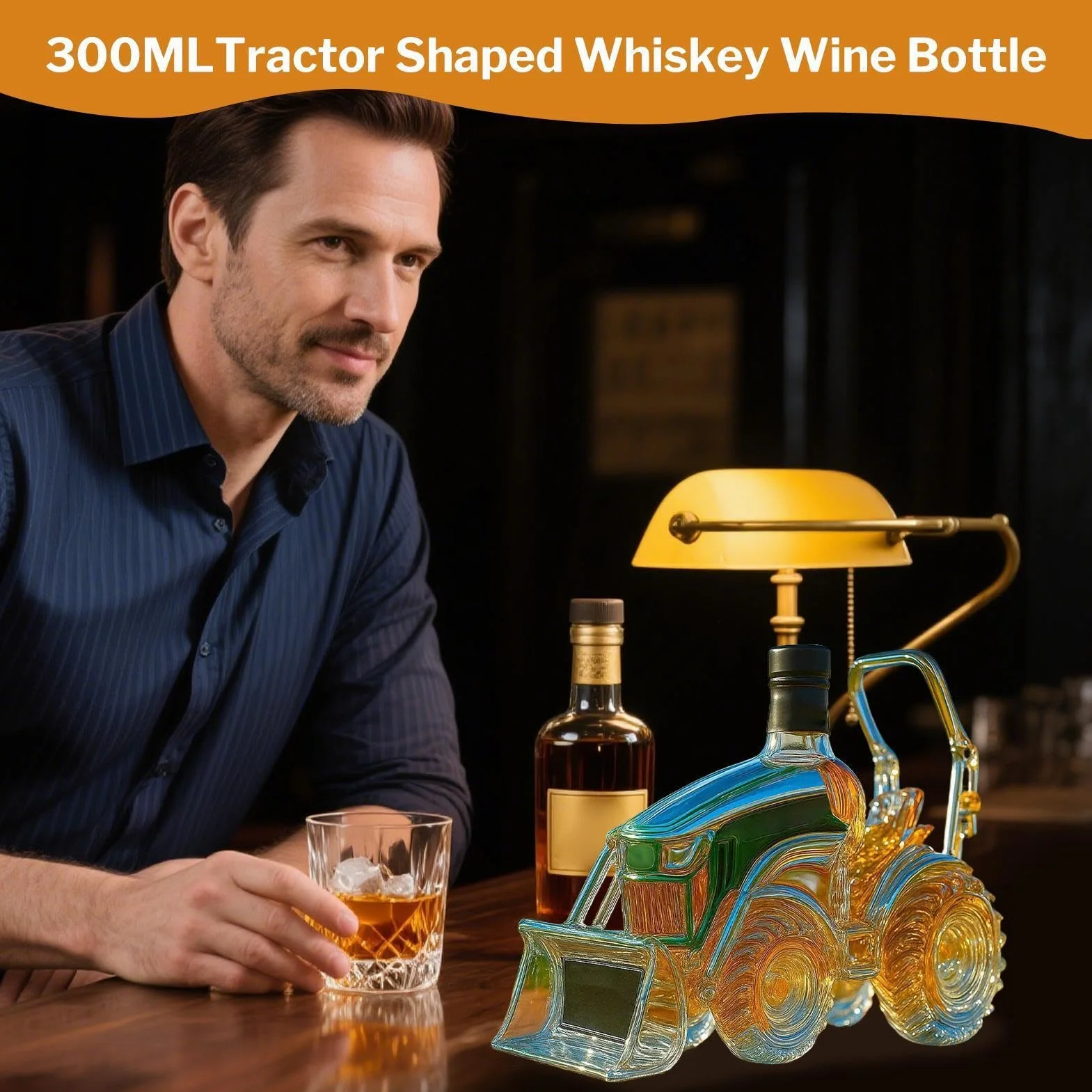 Szklana karafka 3D do traktora, wina, whisky dla miłośników