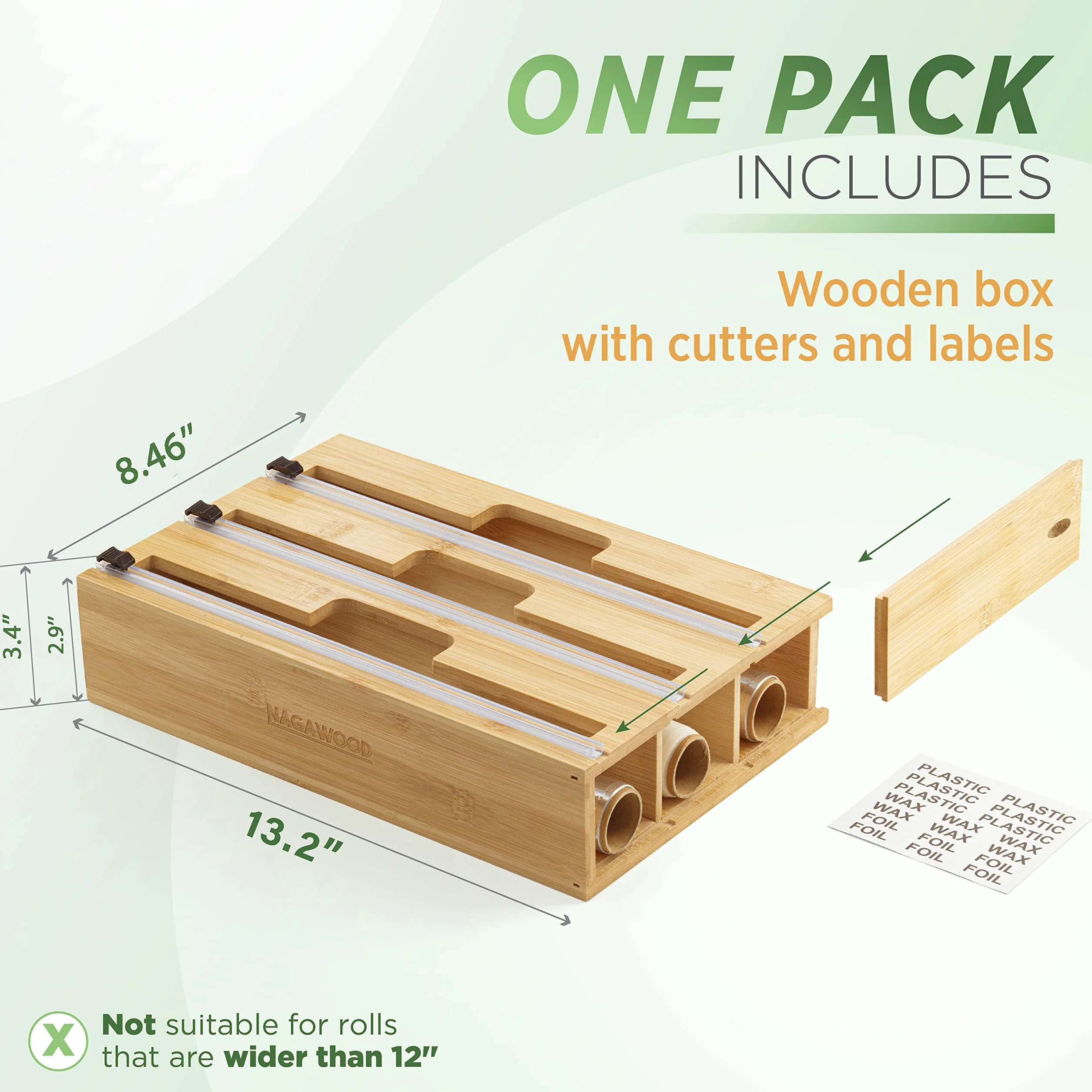 Dozownik folii aluminiowej 3 w 1 uchwyt na rolkę kuchenny organizer bambusowy naturalny