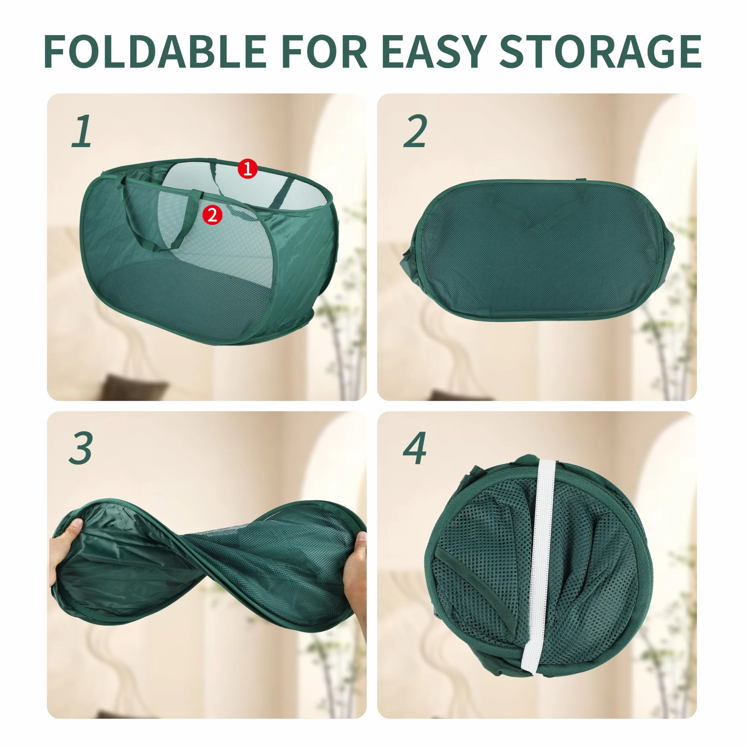 Składany kosz na pranie Pop Up 75L Zielony 36x36x58 cm
