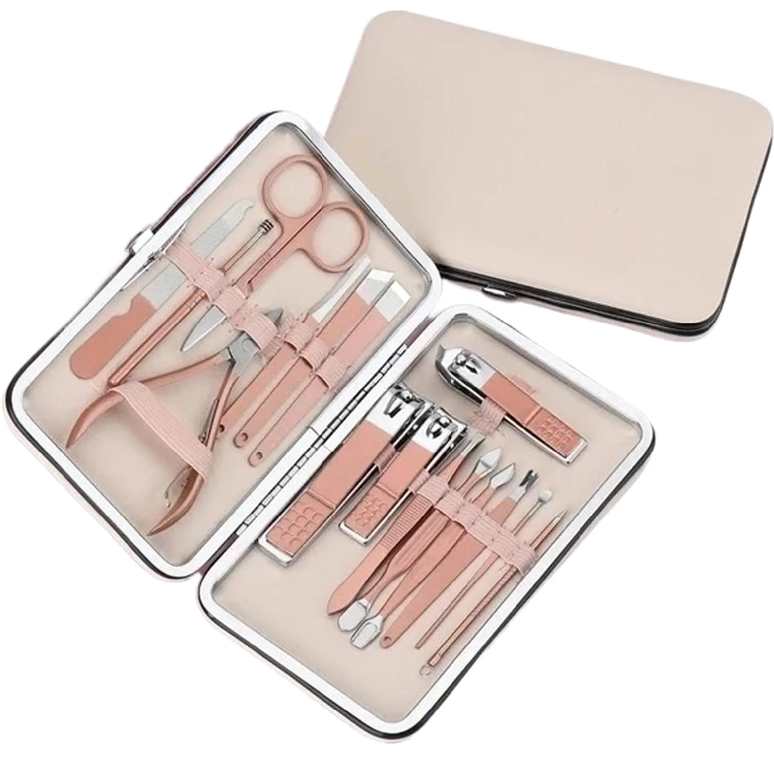 Zestaw do manicure narzędzia nowe różowe złoto i czarne nożyczki do paznokci zestaw obcinacz do paznokci pedicure uroda narzędzia obcinacz do paznokci (16 szt.)
