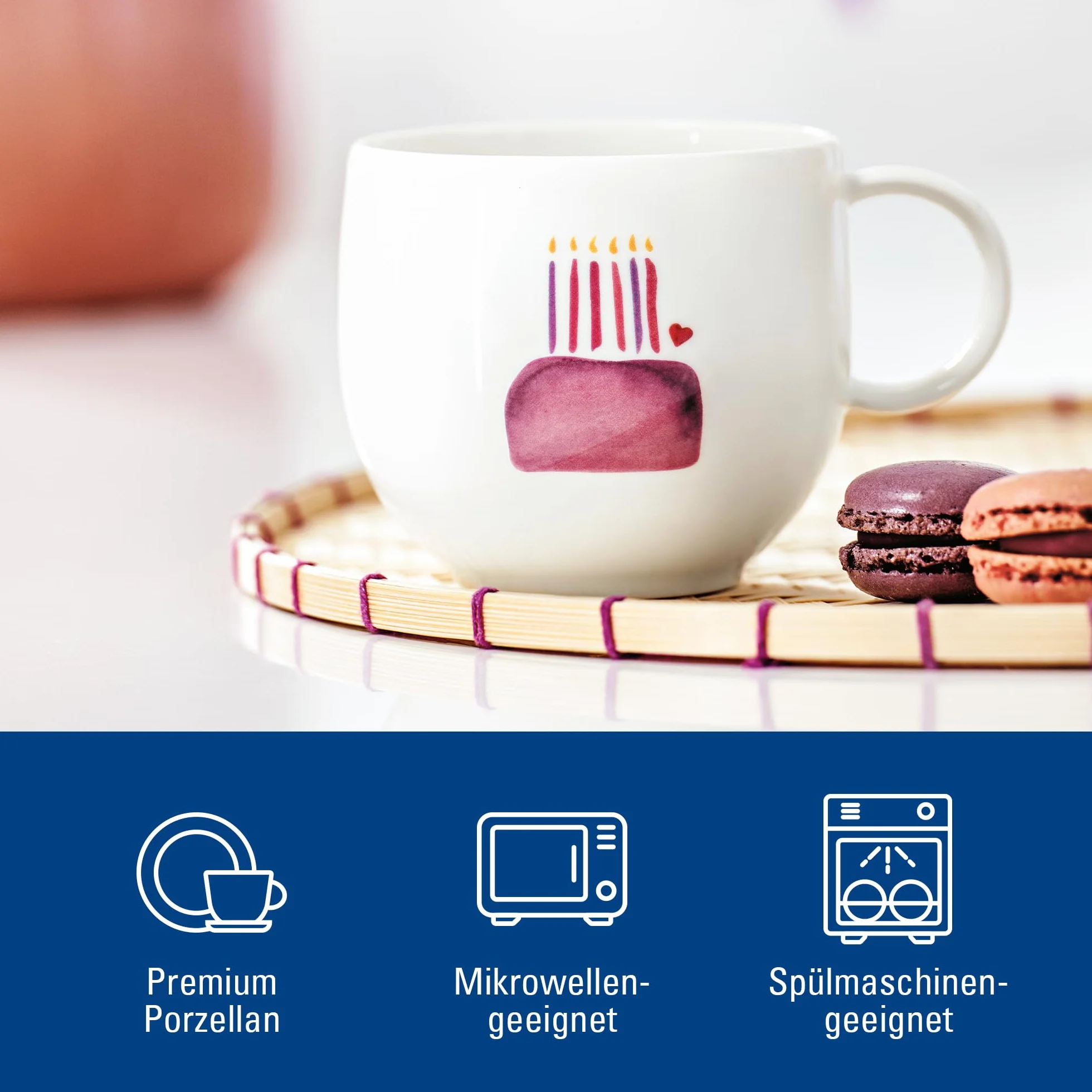 Villeroy & Boch With Love kubek z uchem Happy Birthday 12,5x9,5x8,5 cm porcelana Premium 290 ml