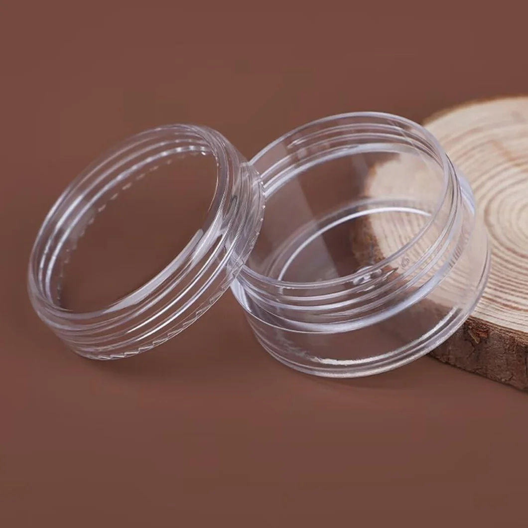 5 szt. słoików na kosmetyki przezroczyste plastikowe podróżne słoiki na próbki z mini łyżkami i naklejkami z etykietami (5 x 10 g)