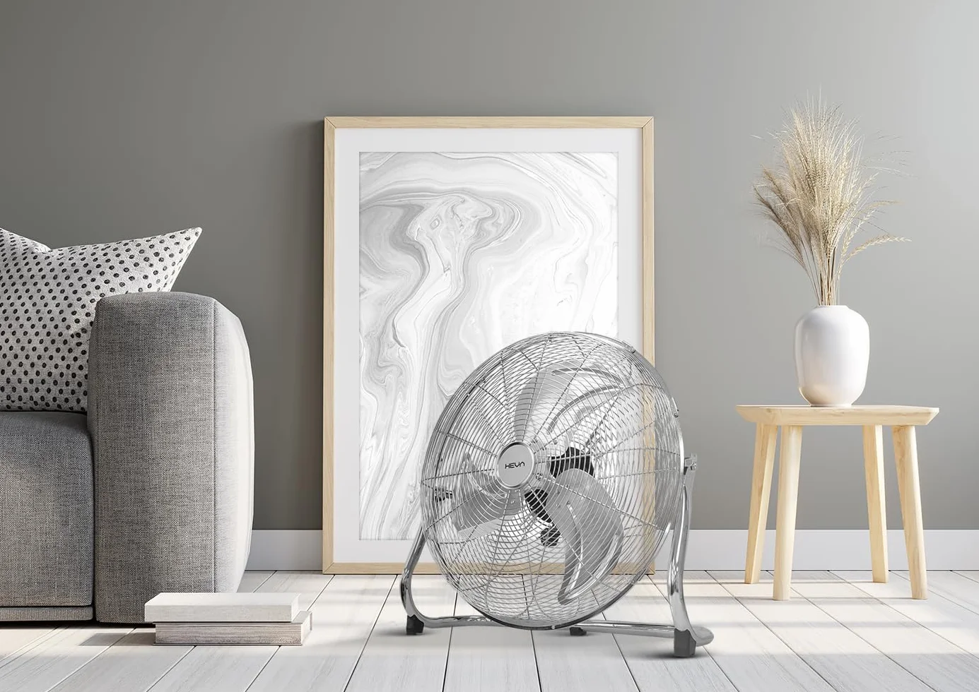 HEVA Wentylator podłogowy HRX 130W 50cm cyrkulator chrom