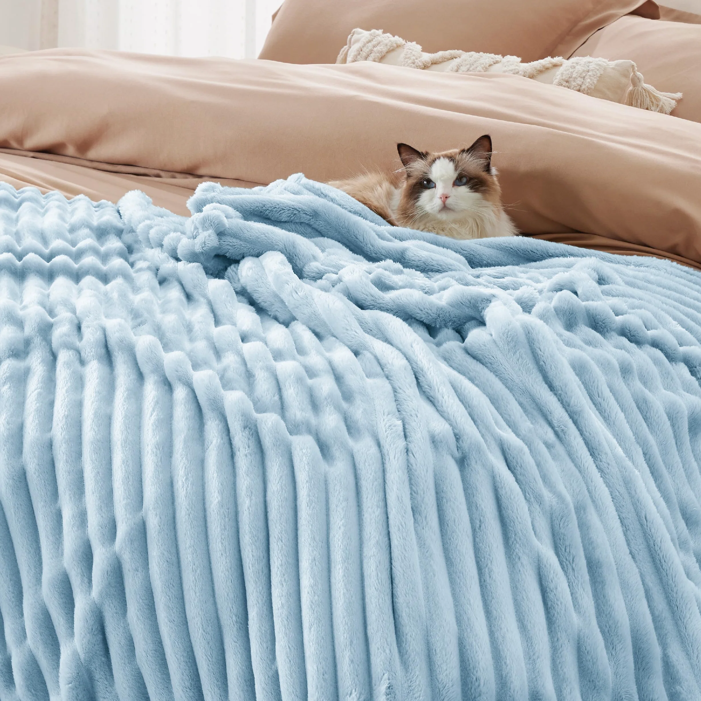 BEDSURE Koc polarowy XXL 240x220 cm ciemnoniebieski