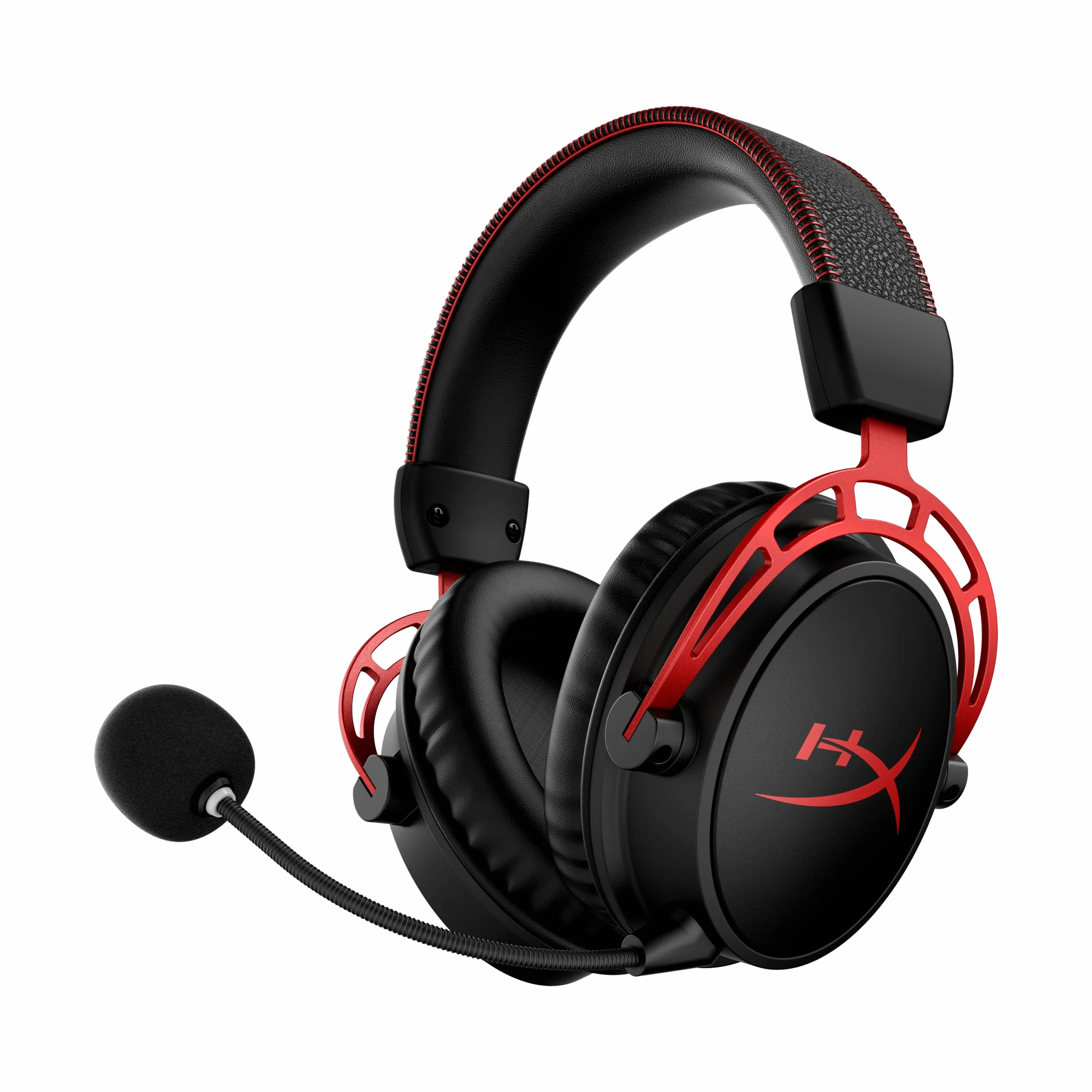 HyperX Cloud Alpha Wireless - zestaw słuchawkowy do gier do komputera, żywotność baterii 300 godzin, słuchawki DTS: X przestrzenne audio, pianka pamięci, redukcja szumów, Czarny/czerwony