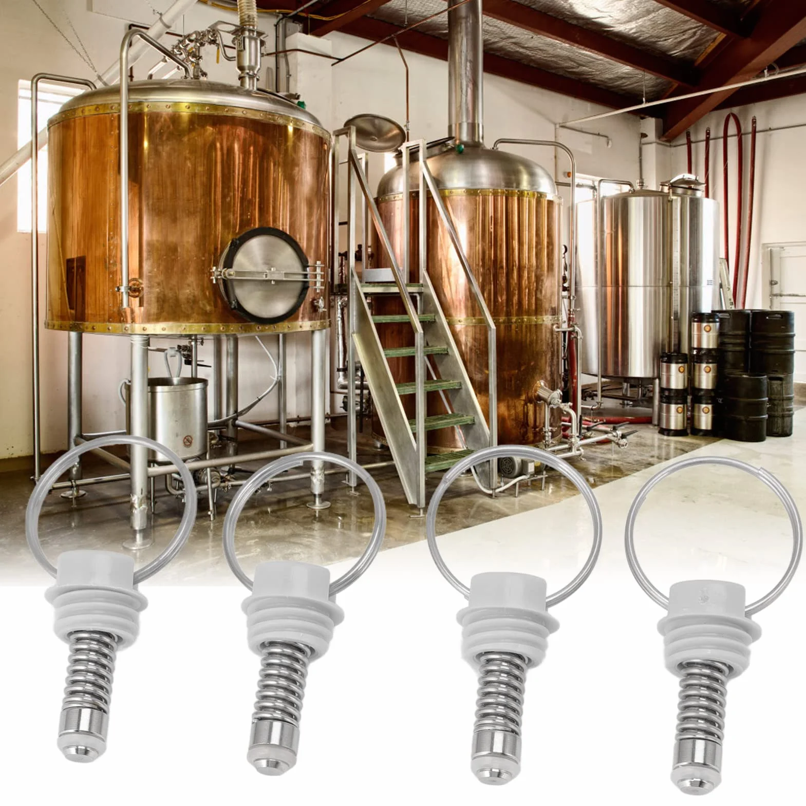 4 Szt. Blokada Kulowa Keg Zawór Nadmiarowy Ciśnieniowy, Corny Keg Zawór Nadmiarowy Ciśnieniowy, Zawór Bezpieczeństwa Pokrywy Beczki Ze Stali Nierdzewnej Domowe Piwo Napoje Gazowane Making