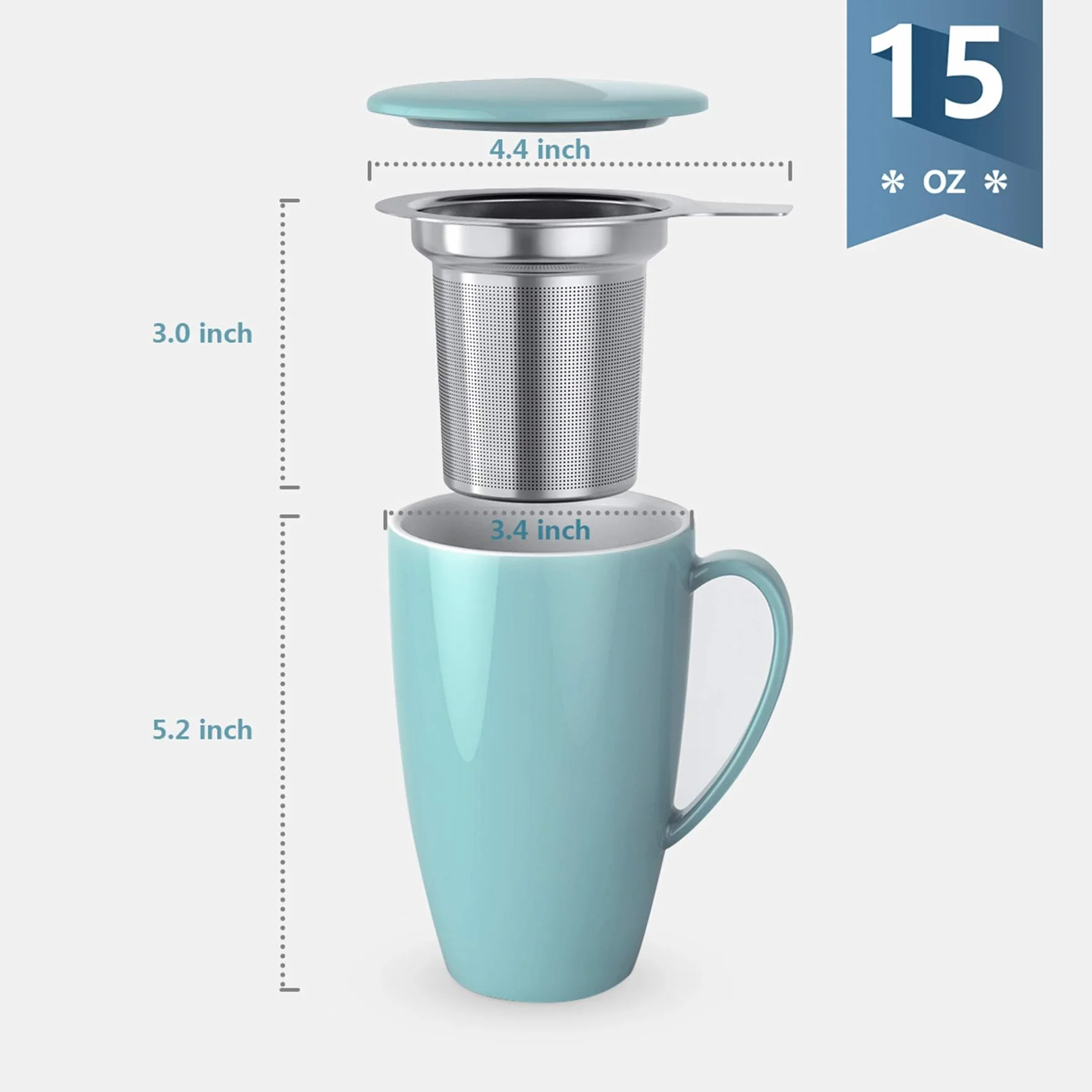 Porcelanowa filiżanka do herbaty z zaparzaczem i pokrywką 450 ml