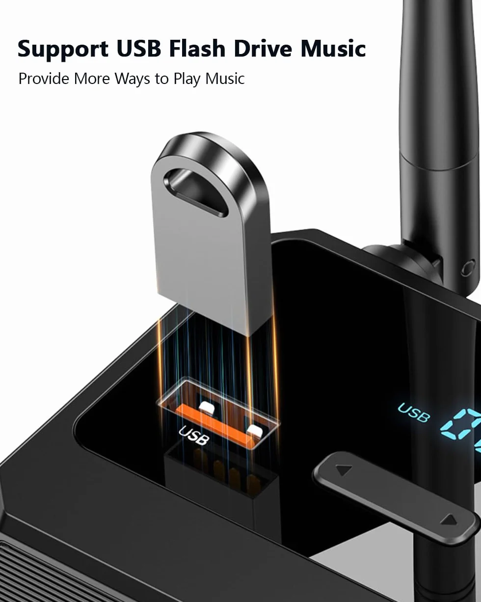 Bluetooth 5.3 Receiver for Home Stereo, Optical Low Latency & HD Music Audio Bluetooth to RCA Adapter for Speakers/Wired Speakers/Home Audio Music Streaming Stereo System, Support AUX/USB