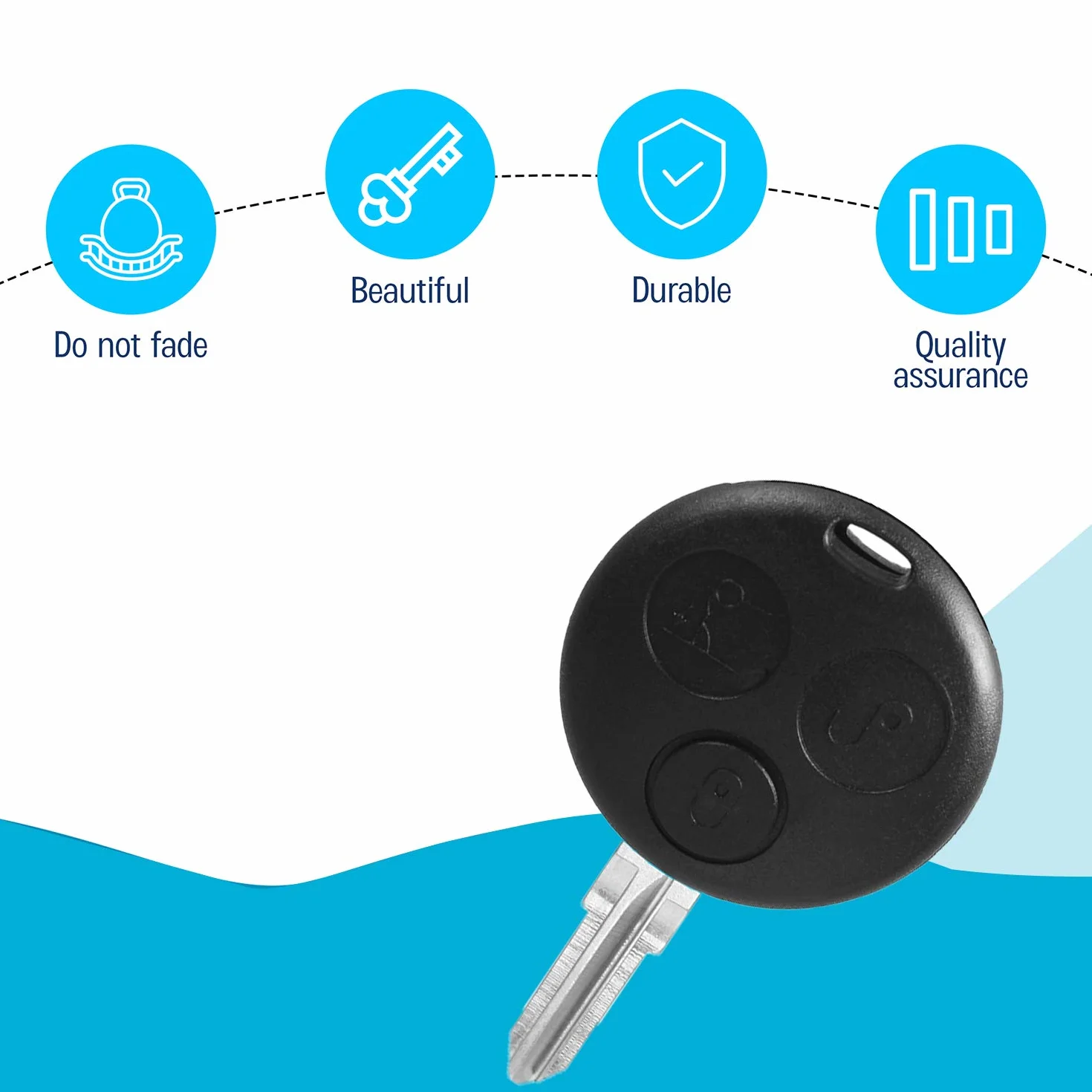 PHONILLICO Klucz zamienny do kluczyka samochodowego, pilot zdalnego sterowania, do Cle Mercedes Benz Coupe Smart Forfour Fortwo Roadster, breloczek do kluczy z 3 przyciskami